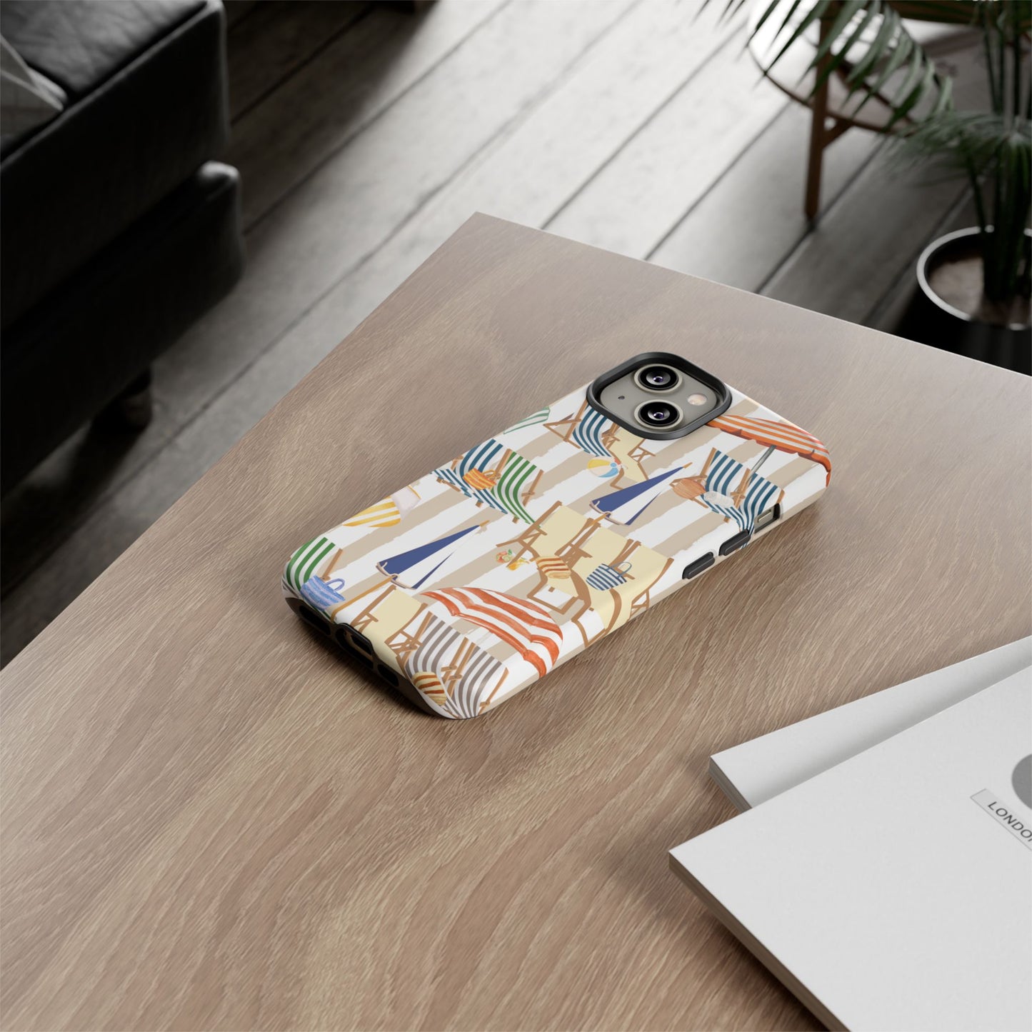 Italian Amalfi Summer Stripes Phone Case, Summer Vibes, Italian Beach Scene, Colorful Tough Case Phone Cover