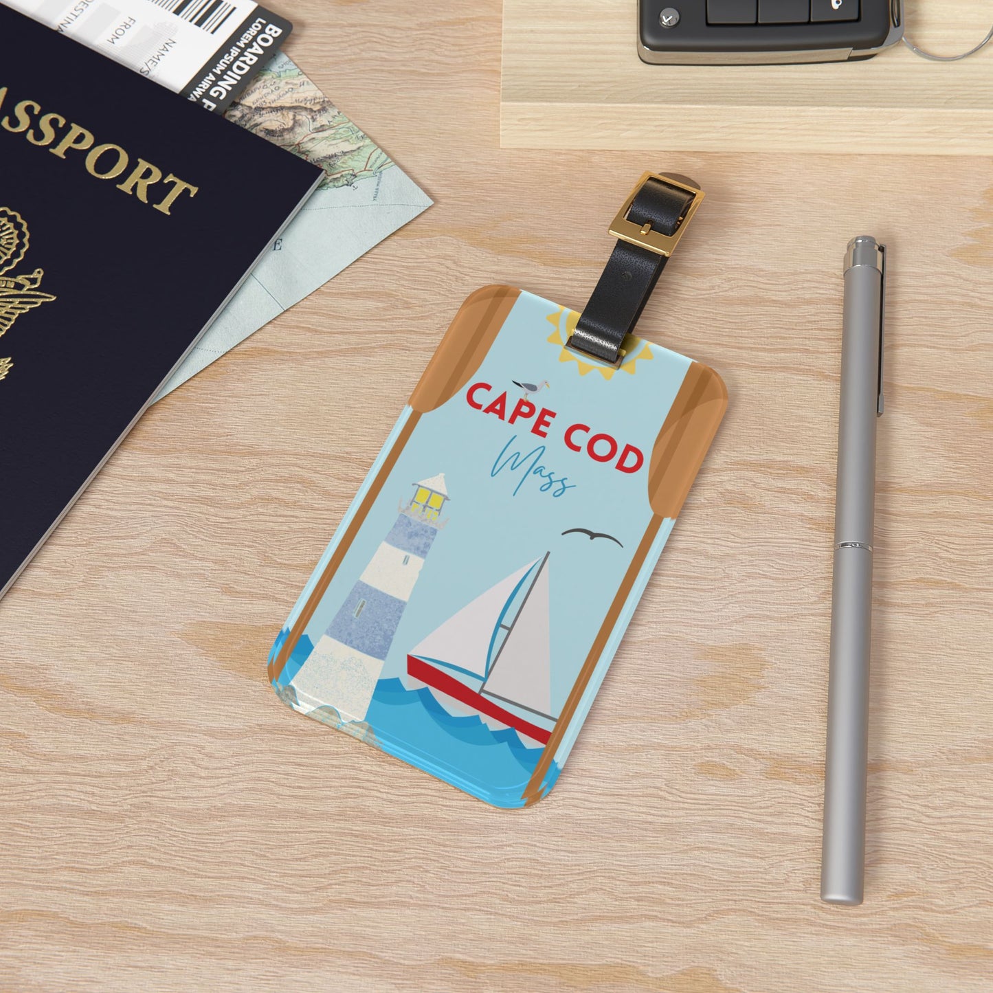 Cape Cod, New England, Americana Summer Travel Luggage Tag - Perfect for Vacation, Travel, Gift