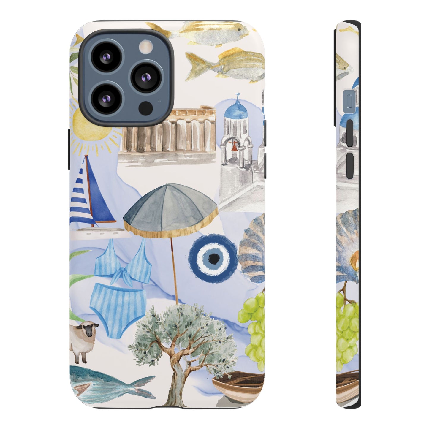 Greek Island Summer Beach Phone Case, Summer Vibes, Greece Scene, Colorful Tough Case Phone Cover