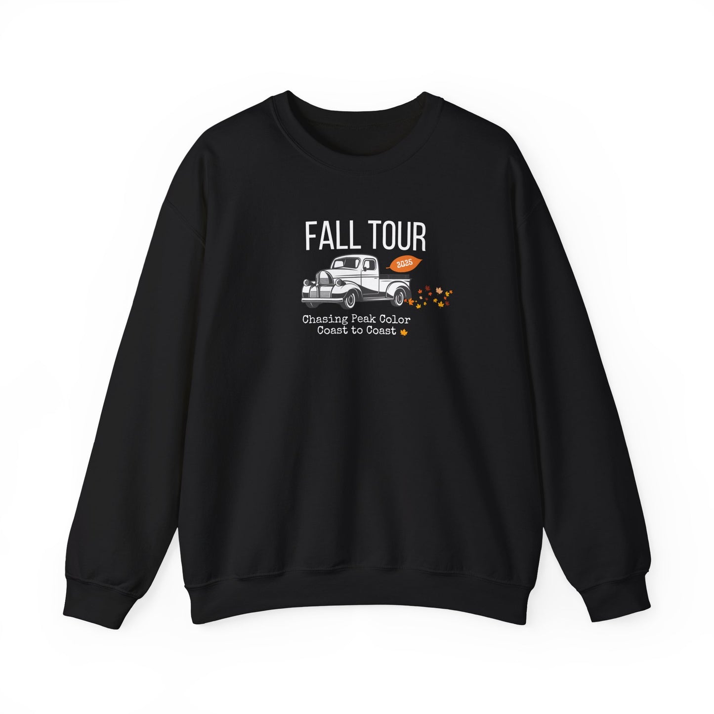 Chasing Fall Color Coast To Coast- Concert Style Graphic Crewneck Sweatshirt For Fall and Leaf Lovers