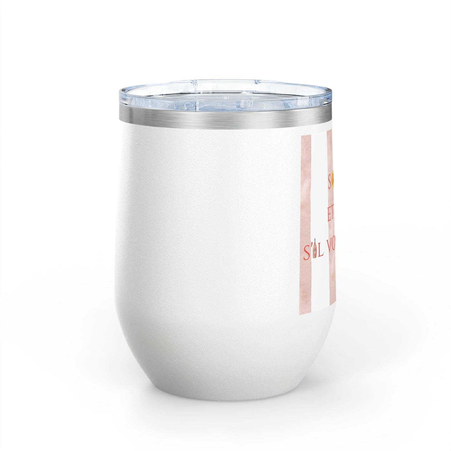 French Rosé Wine Tumbler, 12oz | Summer Drinkware, France Sun Rosé Gift, French Beverage Cup