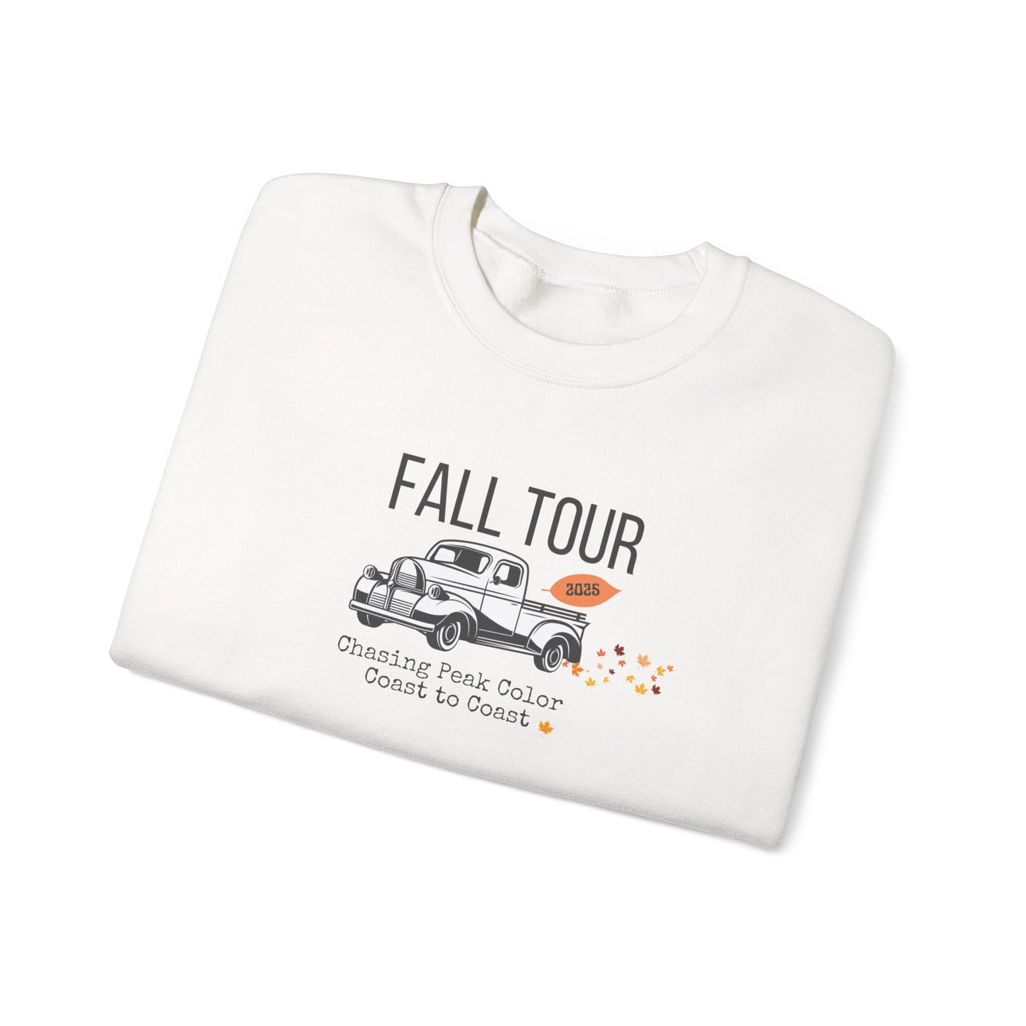 Chasing Fall Color Coast To Coast- Concert Style Graphic Crewneck Sweatshirt For Fall and Leaf Lovers