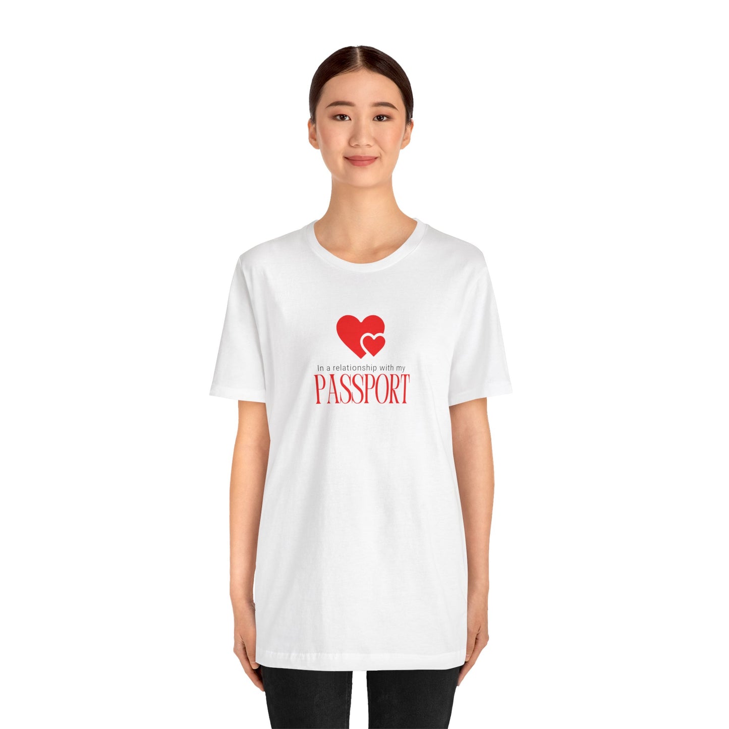 In a Relationship with my Passport-Solo Travel Gift Jersey Short Sleeve Tee