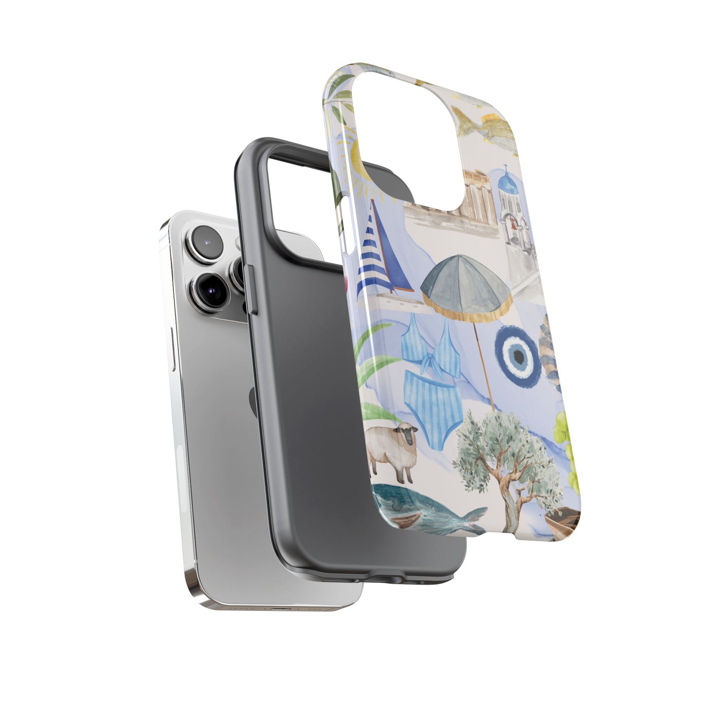 Greek Island Summer Beach Phone Case, Summer Vibes, Greece Scene, Colorful Tough Case Phone Cover