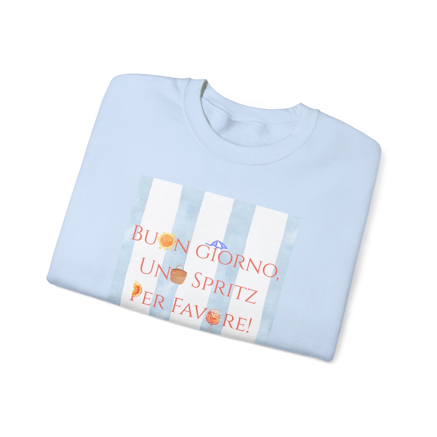 Italy-Inspired Spritz Summer Striped Graphic Crewneck Sweatshirt With Italian Vibes