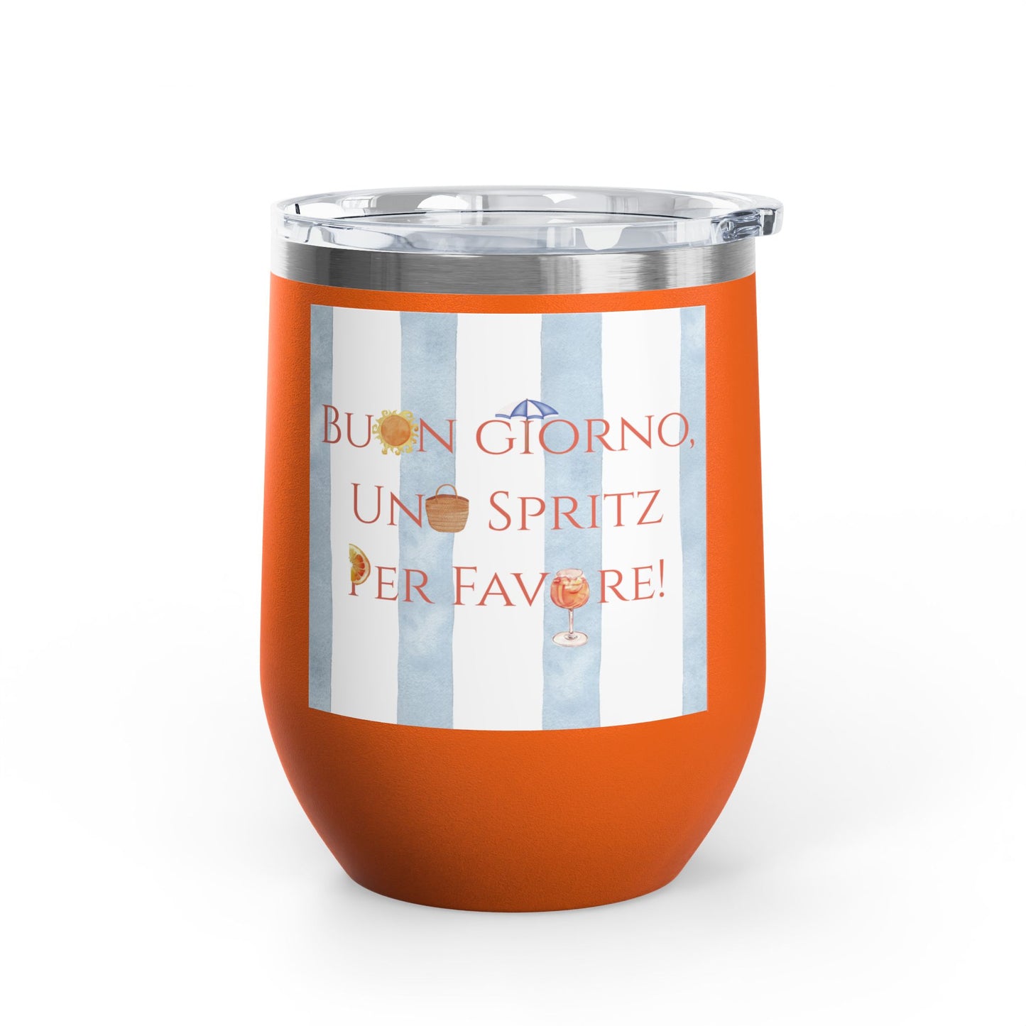 Italian Spritz Wine Tumbler, 12oz | Summer Drinkware, Italy Euro Summer Gift, Italian Beverage Cup
