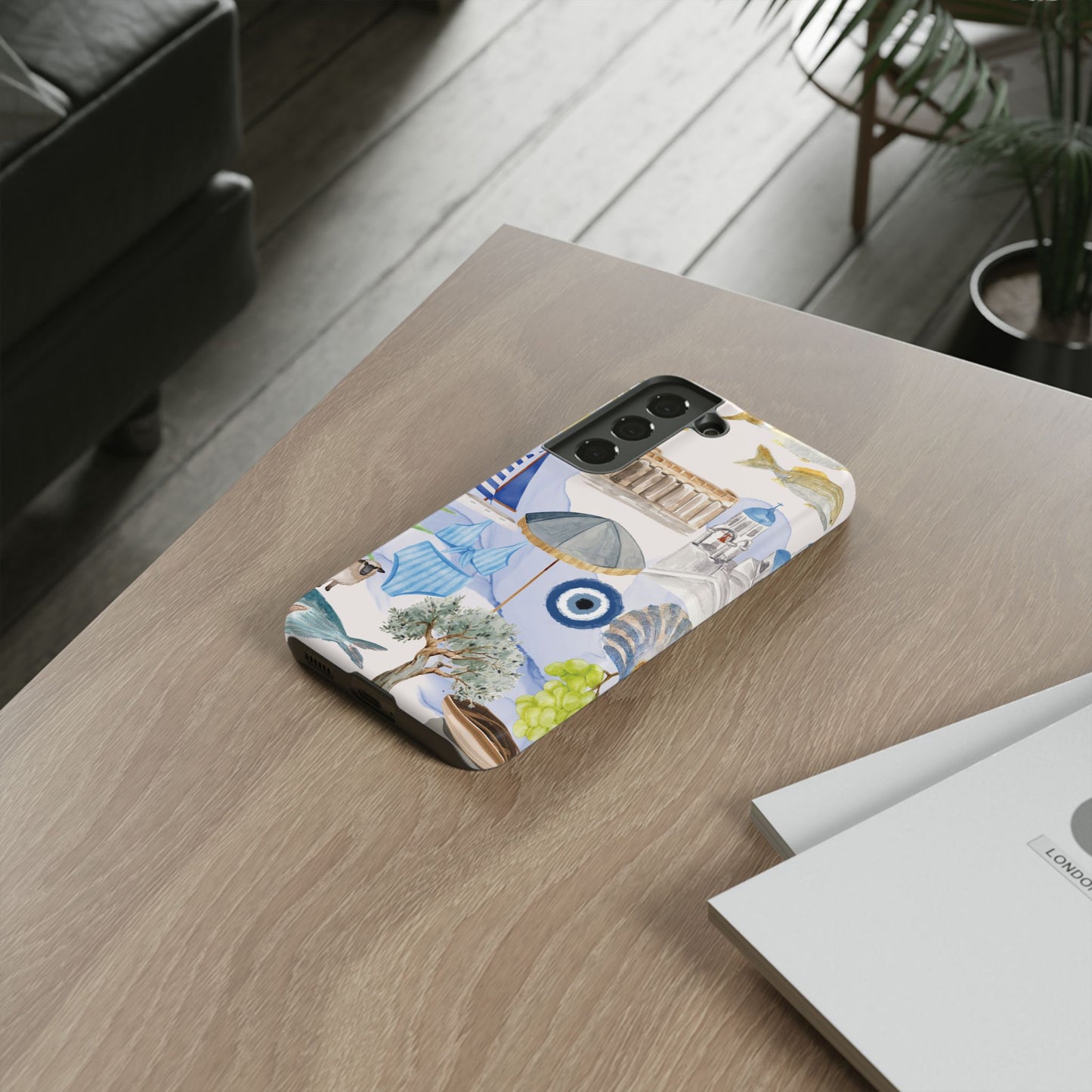 Greek Island Summer Beach Phone Case, Summer Vibes, Greece Scene, Colorful Tough Case Phone Cover