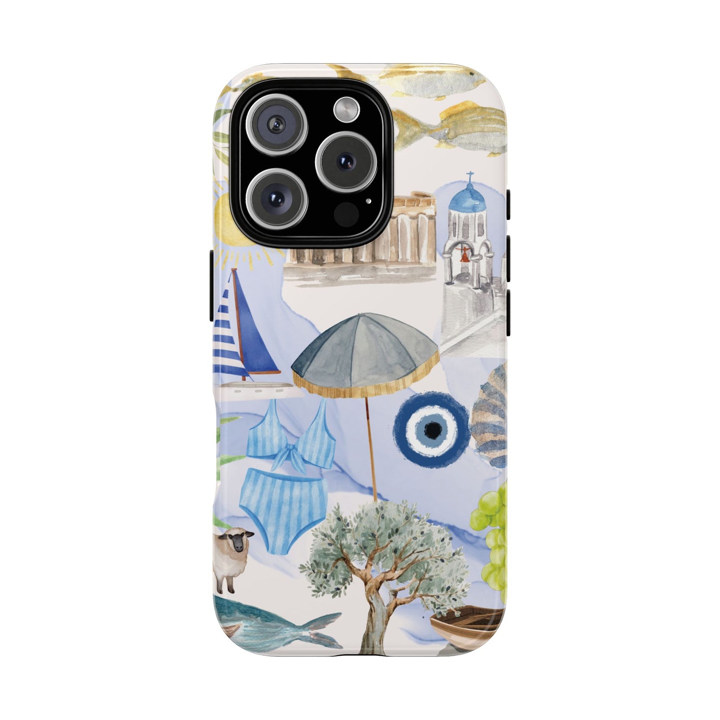 Greek Island Summer Beach Phone Case, Summer Vibes, Greece Scene, Colorful Tough Case Phone Cover