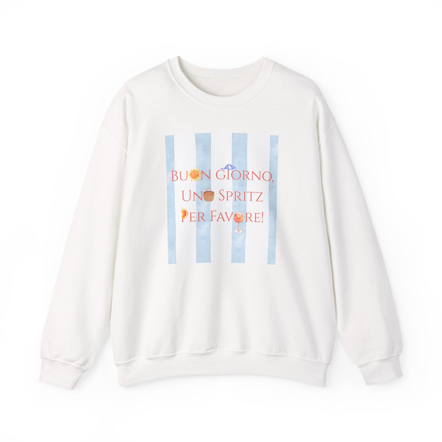 Italy-Inspired Spritz Summer Striped Graphic Crewneck Sweatshirt With Italian Vibes
