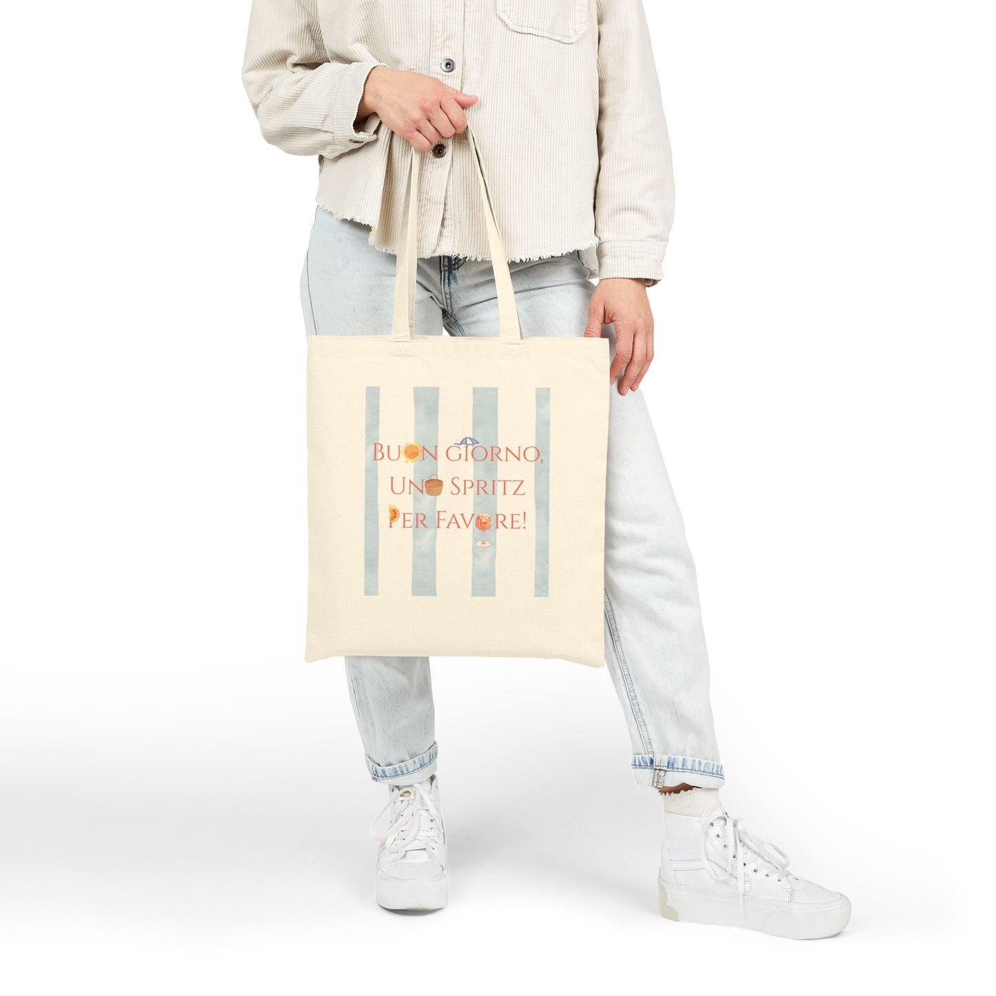 Italian Words Cotton Canvas Travel Summer Graphic Tote Bag for Italy and Spritz Lovers