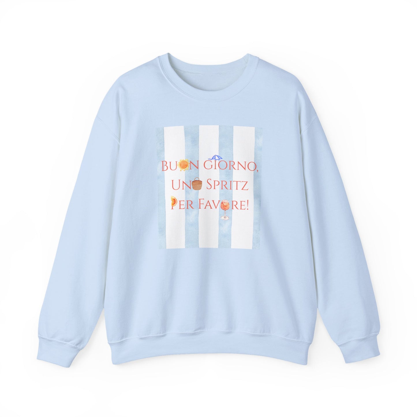 Italy-Inspired Spritz Summer Striped Graphic Crewneck Sweatshirt With Italian Vibes
