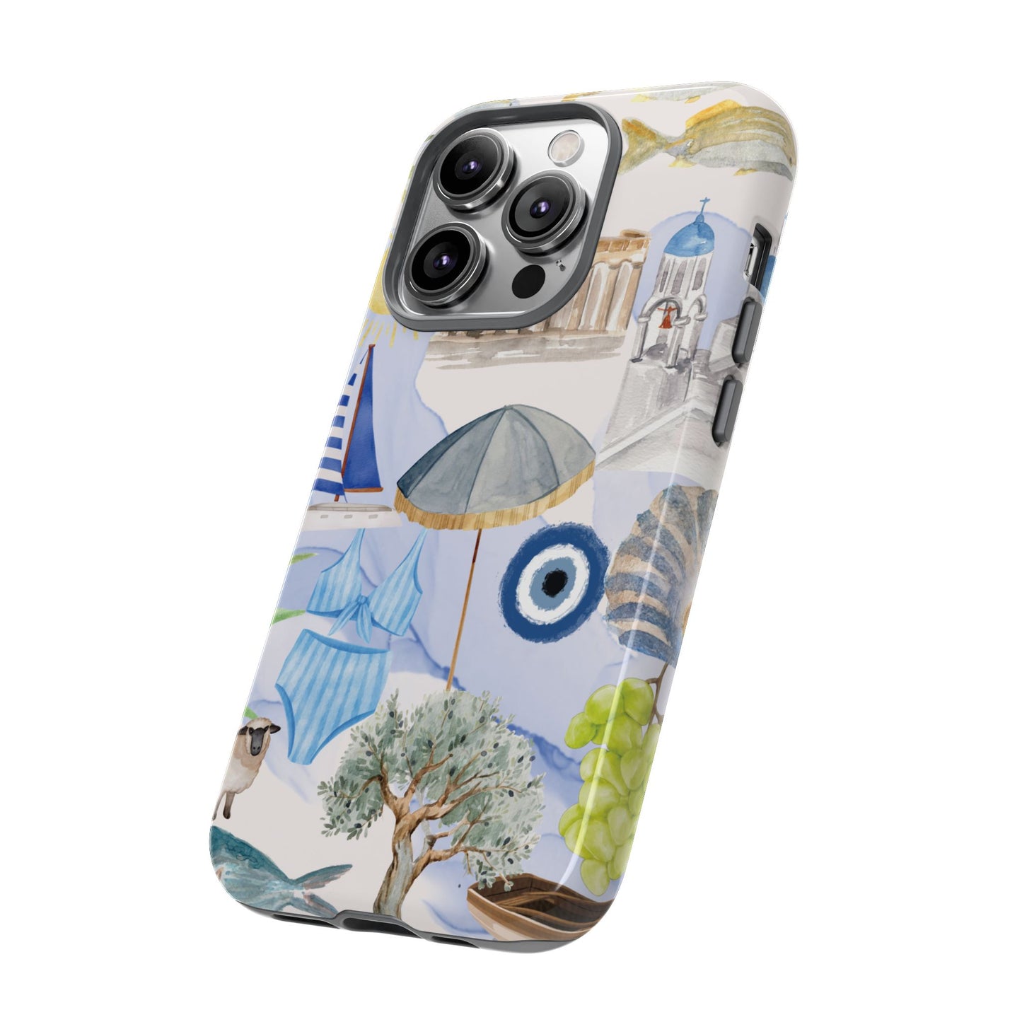 Greek Island Summer Beach Phone Case, Summer Vibes, Greece Scene, Colorful Tough Case Phone Cover