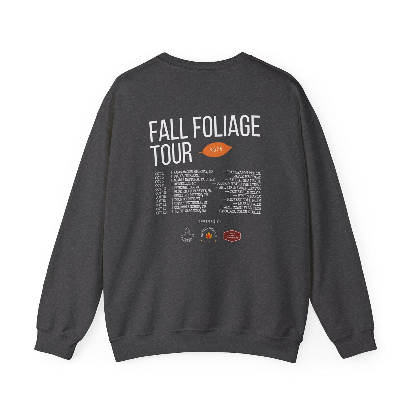 Chasing Fall Color Coast To Coast- Concert Style Graphic Crewneck Sweatshirt For Fall and Leaf Lovers