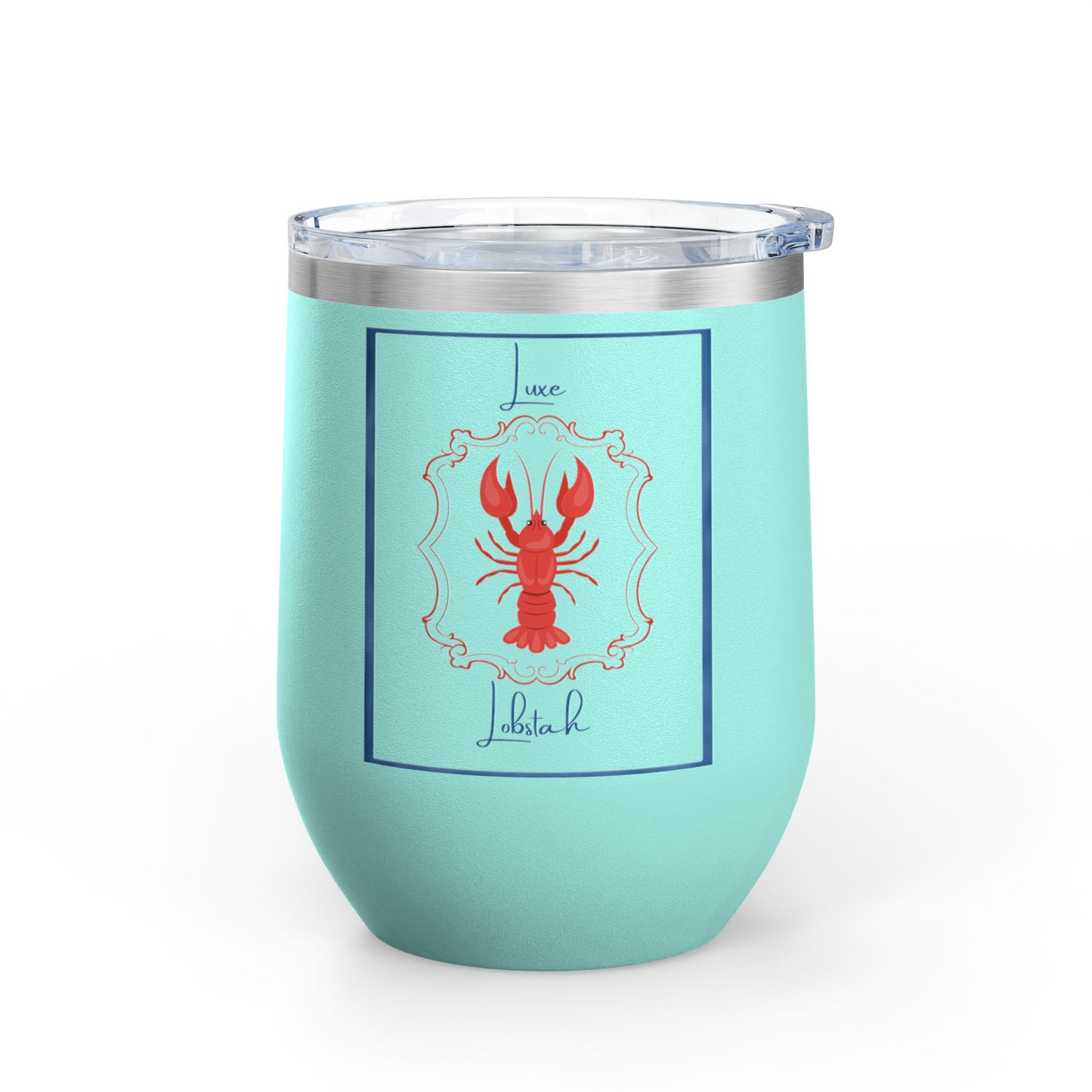 Luxe Lobstah- Wine Tumbler, 12oz | Coastal Drinkware, Nautical Gift, Summer Beverage Cup, Lobster Lover