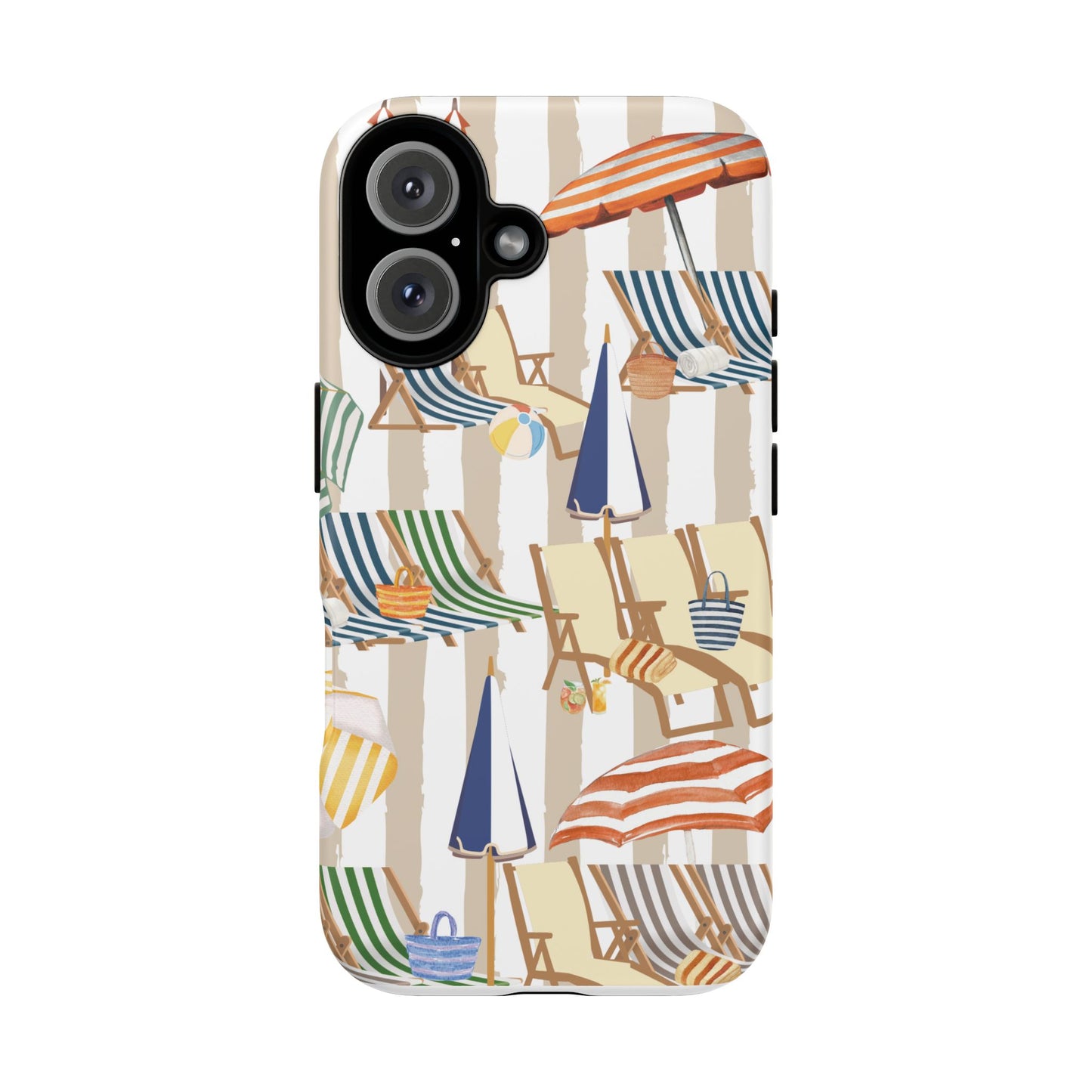 Italian Amalfi Summer Stripes Phone Case, Summer Vibes, Italian Beach Scene, Colorful Tough Case Phone Cover