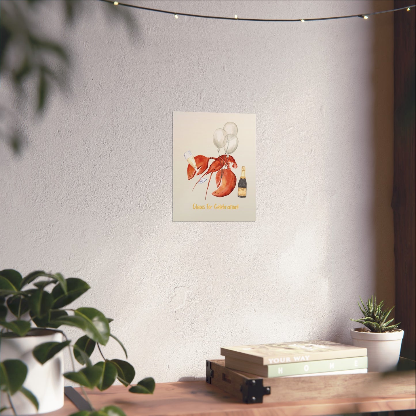 Claws for Celebration! Celebratory Whimsical Fine Art Poster, Wall Art, Unique Party Decor, Crab, Lobster Champagne