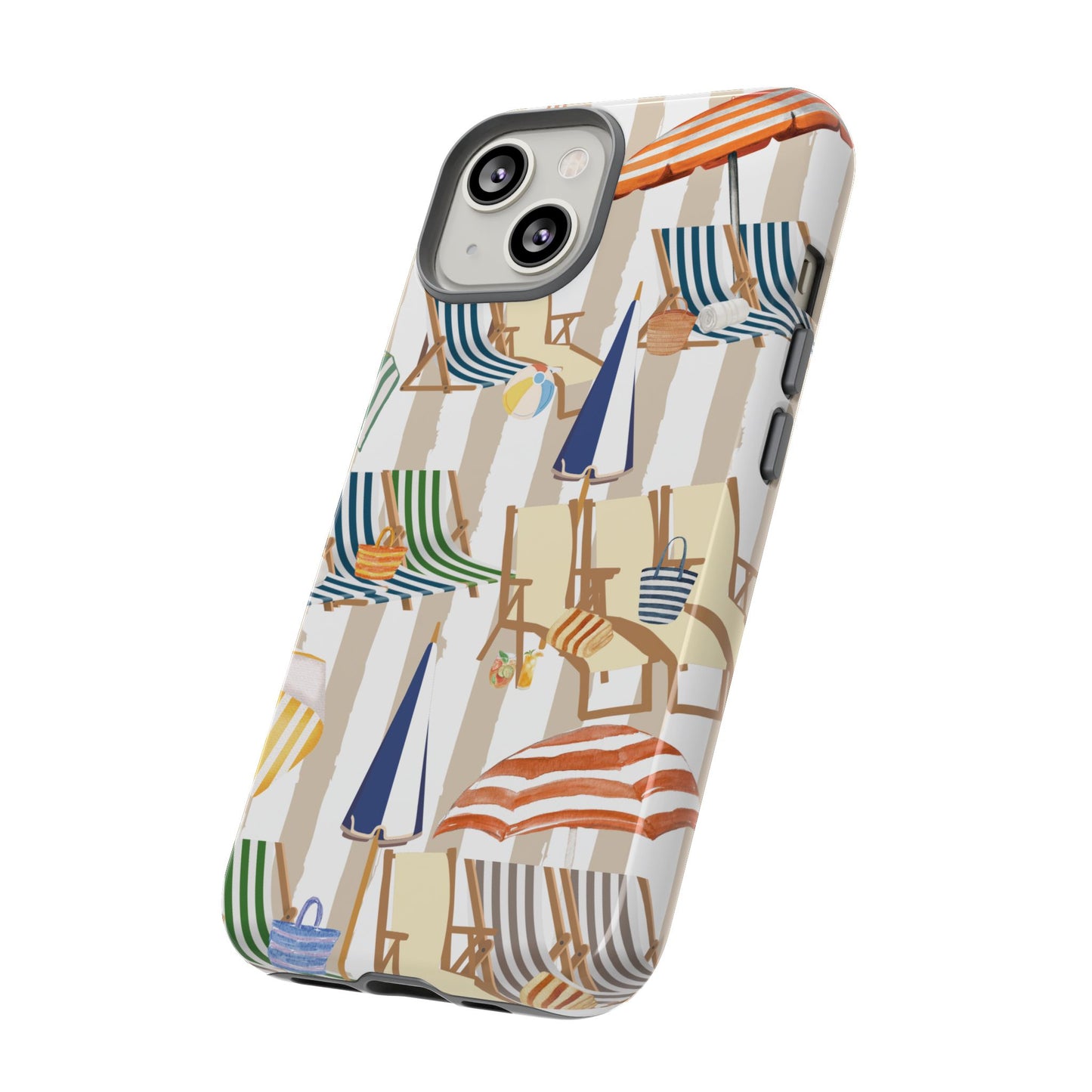 Italian Amalfi Summer Stripes Phone Case, Summer Vibes, Italian Beach Scene, Colorful Tough Case Phone Cover