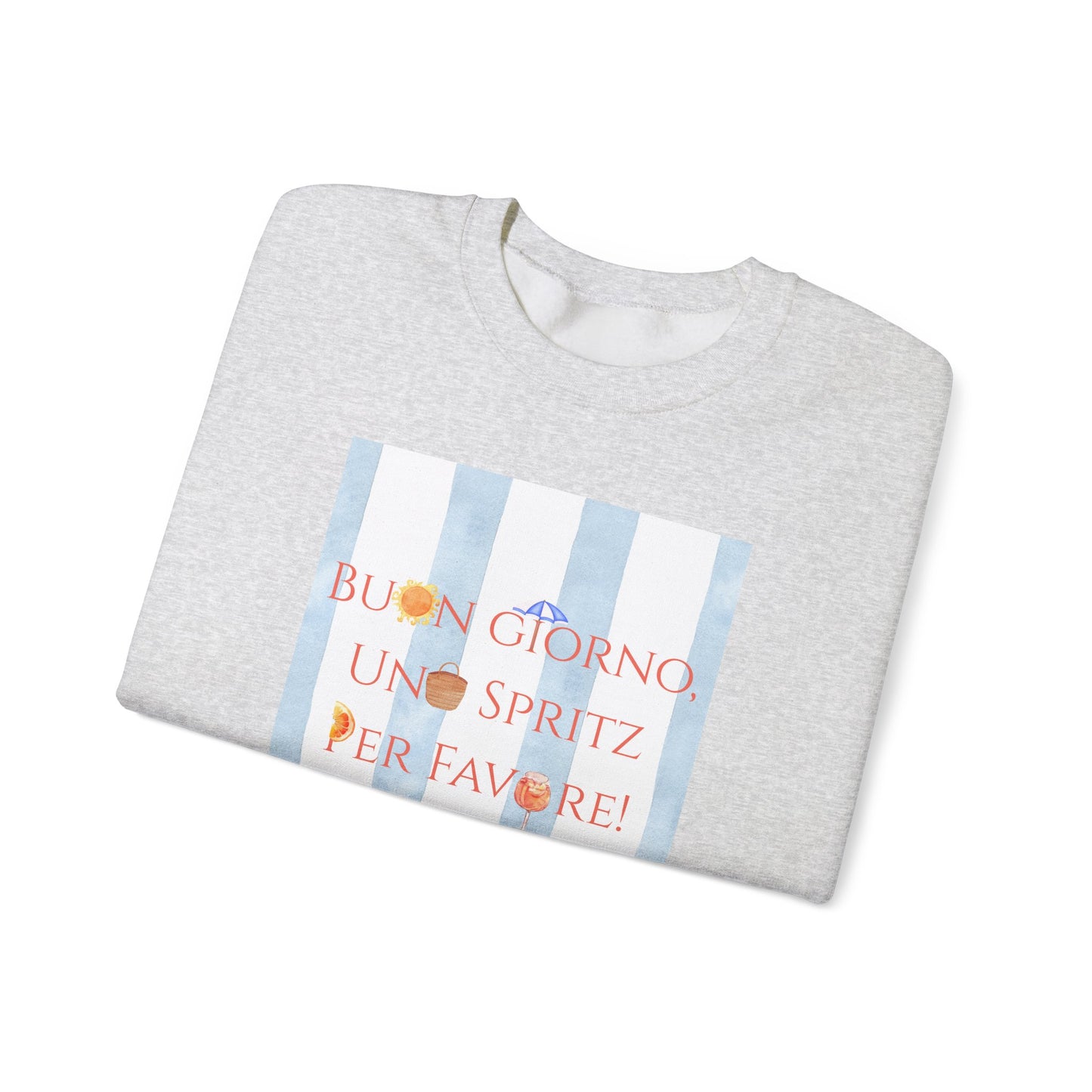 Italy-Inspired Spritz Summer Striped Graphic Crewneck Sweatshirt With Italian Vibes