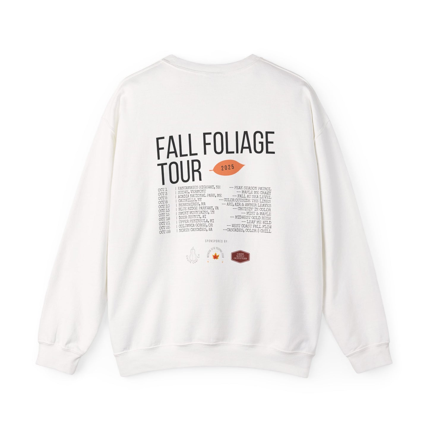Chasing Fall Color Coast To Coast- Concert Style Graphic Crewneck Sweatshirt For Fall and Leaf Lovers