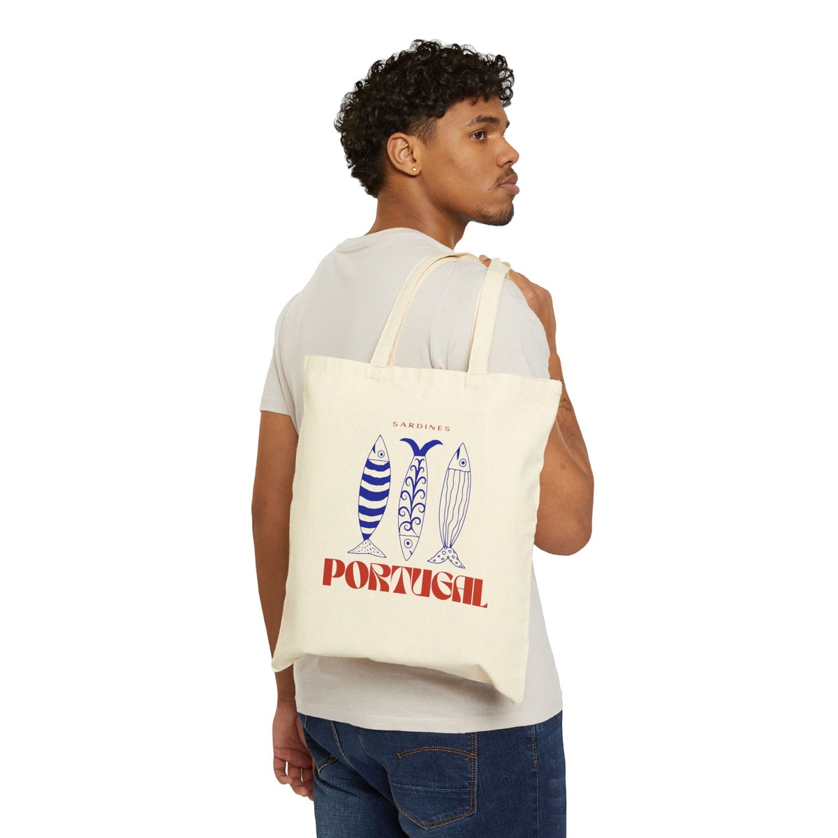 Portugal Sardines Travel Tote Bag- Portugese Travel, Market Bag, Reusable Grocery Bag