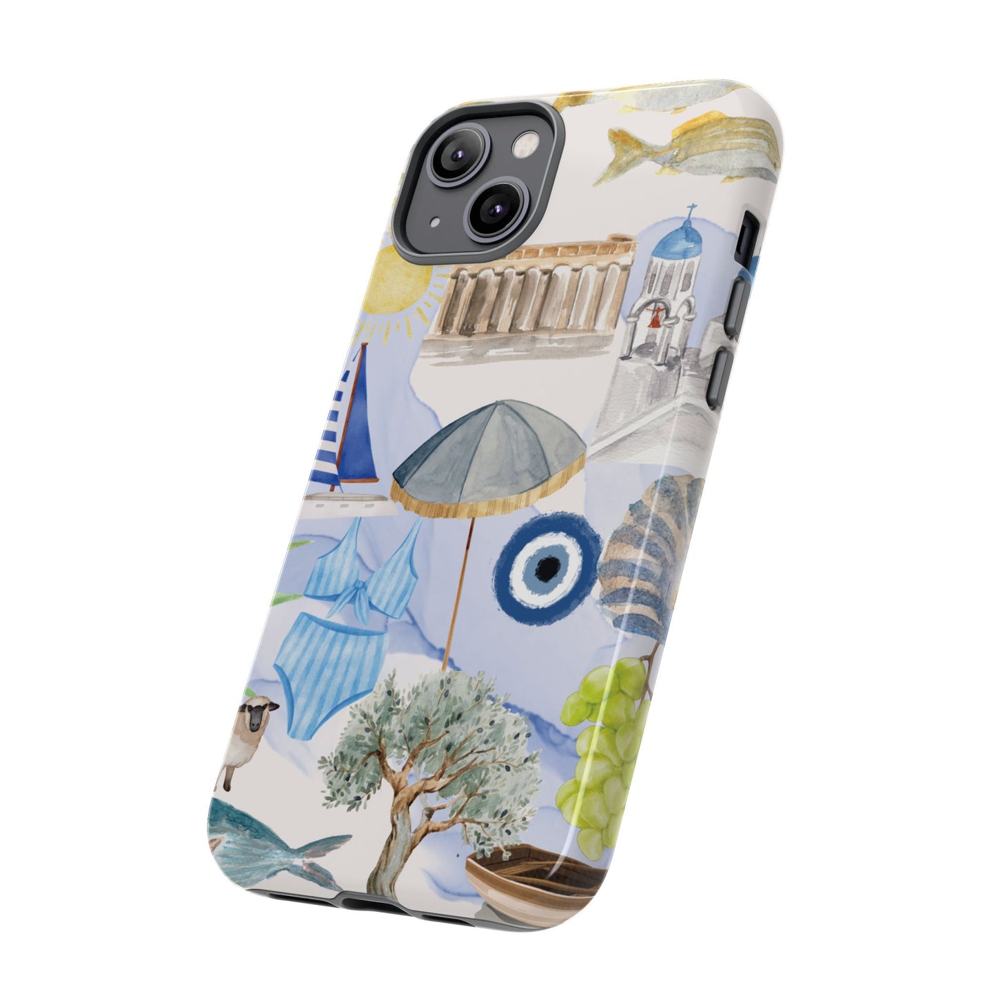 Greek Island Summer Beach Phone Case, Summer Vibes, Greece Scene, Colorful Tough Case Phone Cover