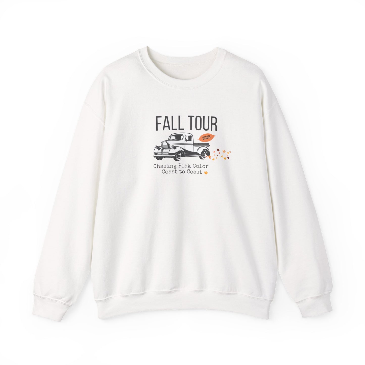 Chasing Fall Color Coast To Coast- Concert Style Graphic Crewneck Sweatshirt For Fall and Leaf Lovers