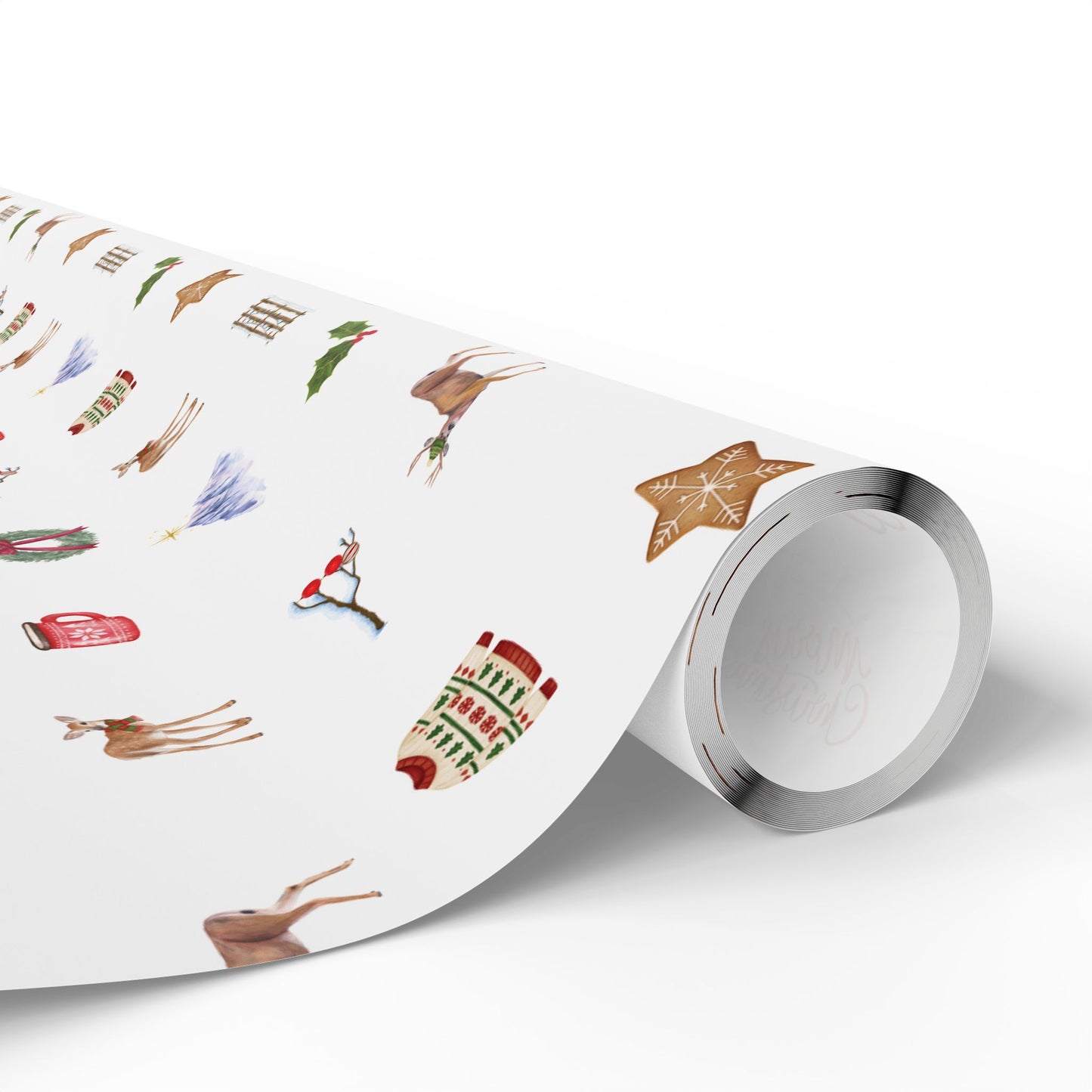 Mountain Themed Green Christmas Festive Whimsical Wrapping Paper For Holiday, Christmas Gifts