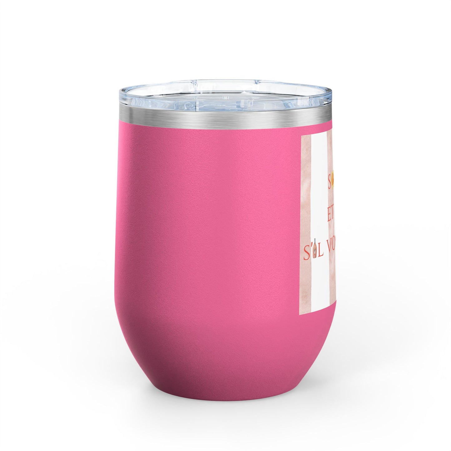 French Rosé Wine Tumbler, 12oz | Summer Drinkware, France Sun Rosé Gift, French Beverage Cup