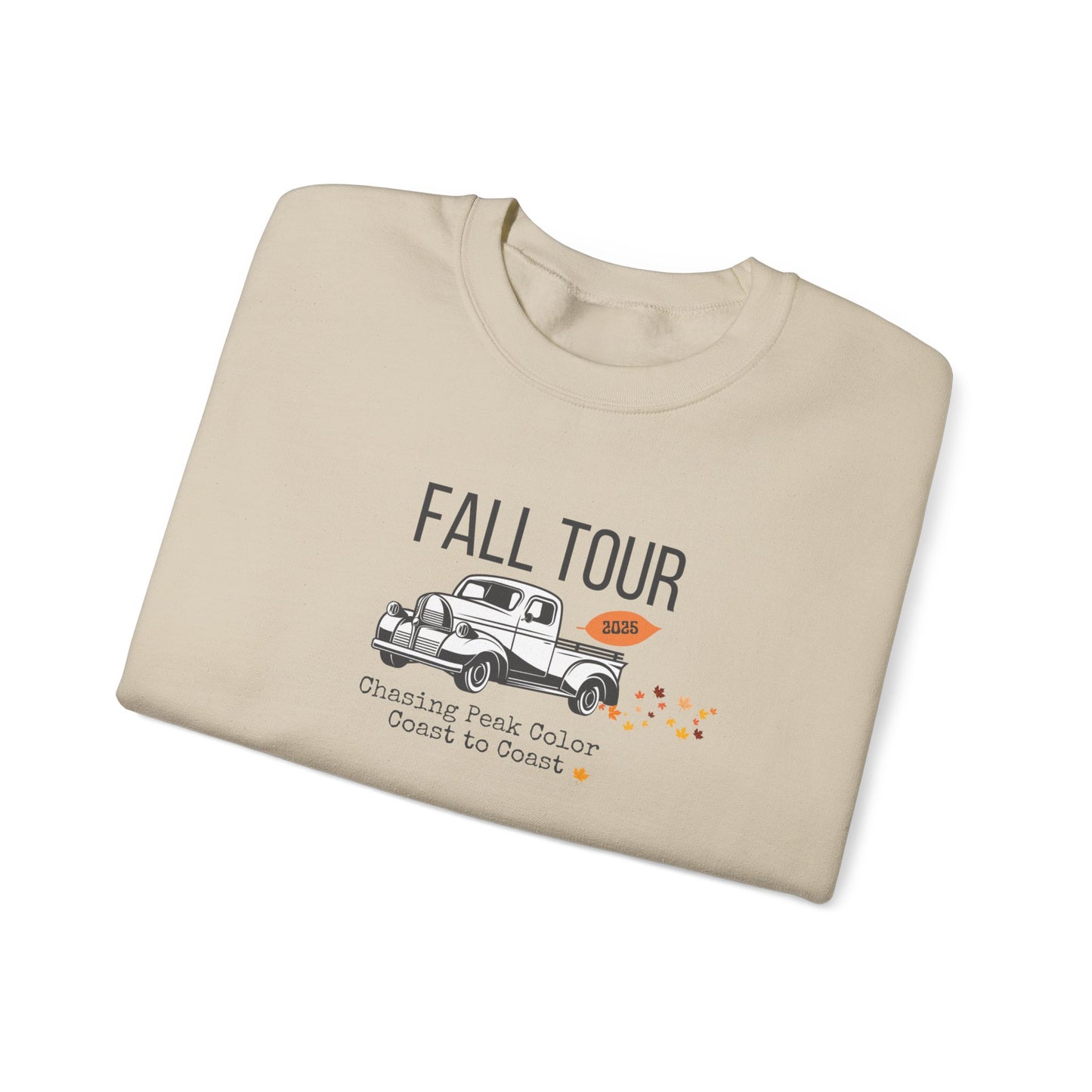 Chasing Fall Color Coast To Coast- Concert Style Graphic Crewneck Sweatshirt For Fall and Leaf Lovers