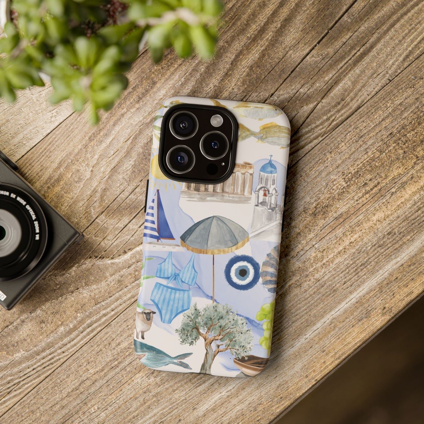 Greek Island Summer Beach Phone Case, Summer Vibes, Greece Scene, Colorful Tough Case Phone Cover