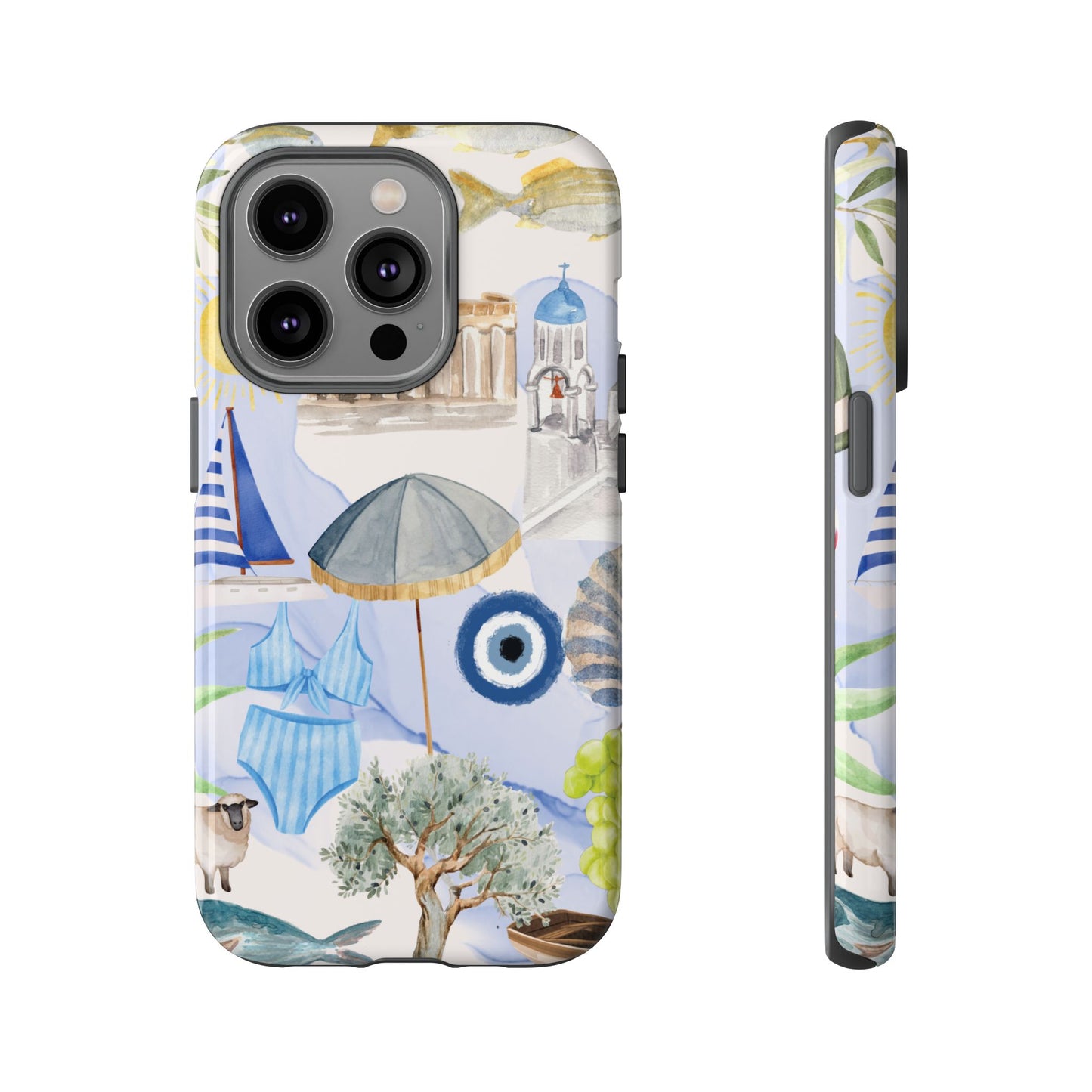 Greek Island Summer Beach Phone Case, Summer Vibes, Greece Scene, Colorful Tough Case Phone Cover