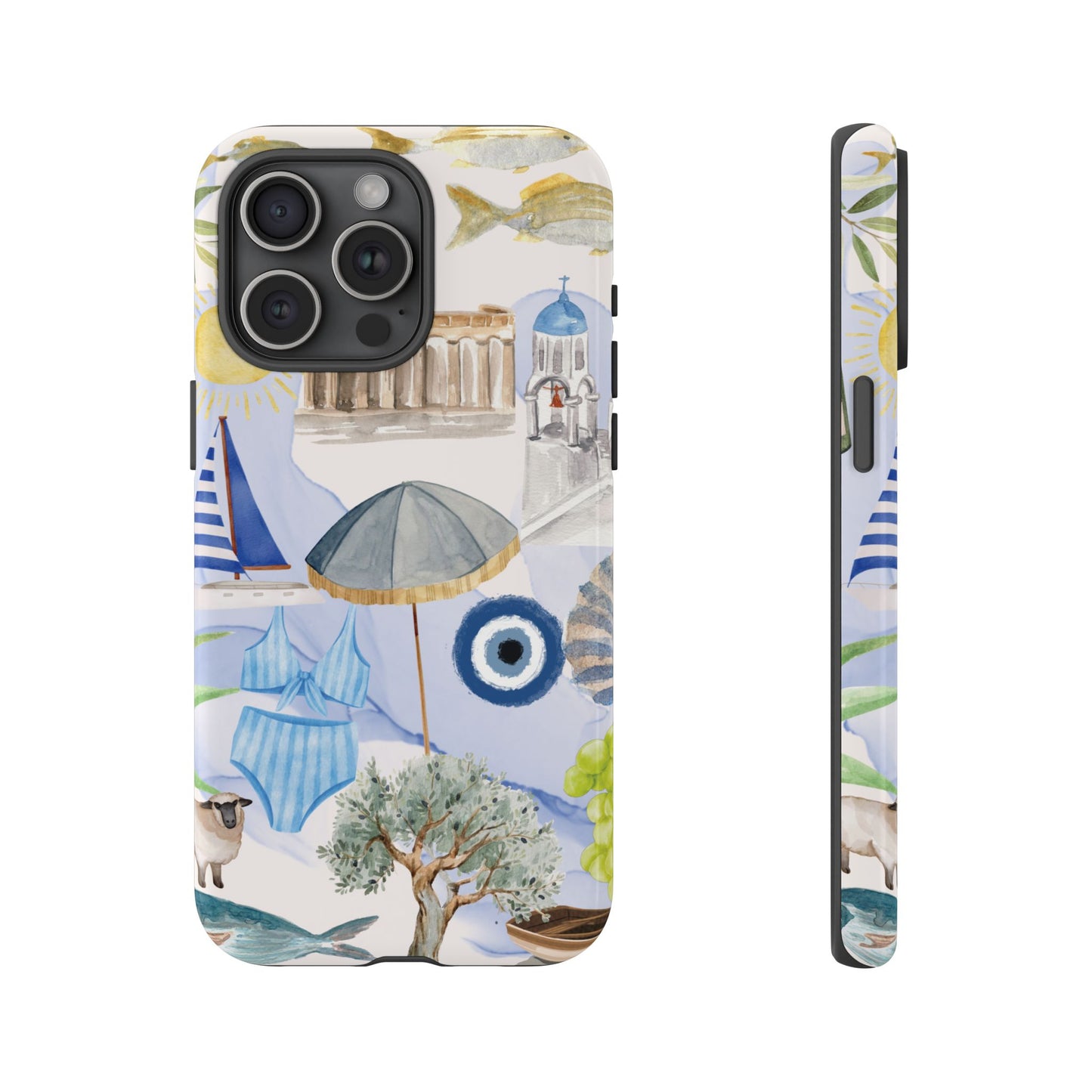 Greek Island Summer Beach Phone Case, Summer Vibes, Greece Scene, Colorful Tough Case Phone Cover