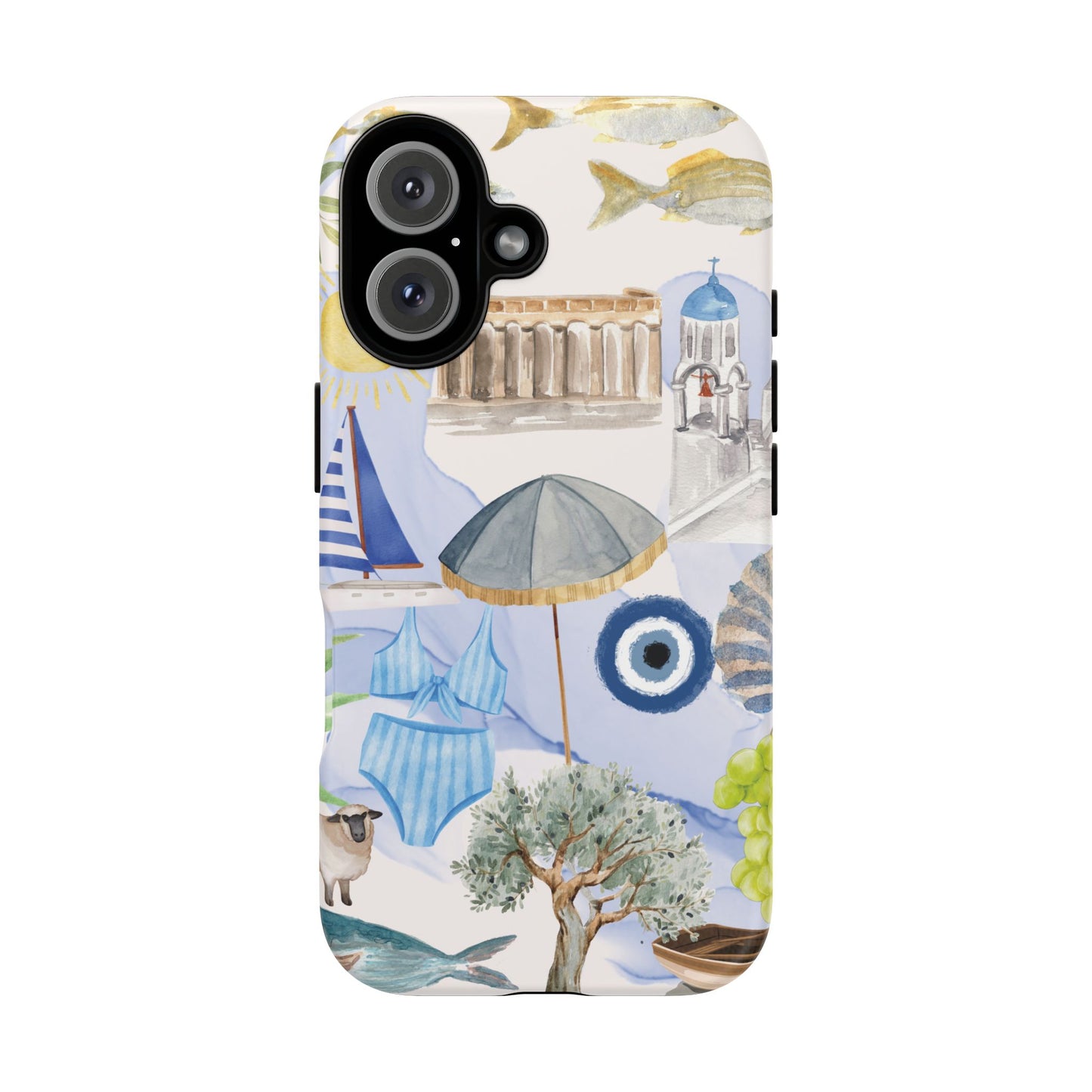 Greek Island Summer Beach Phone Case, Summer Vibes, Greece Scene, Colorful Tough Case Phone Cover