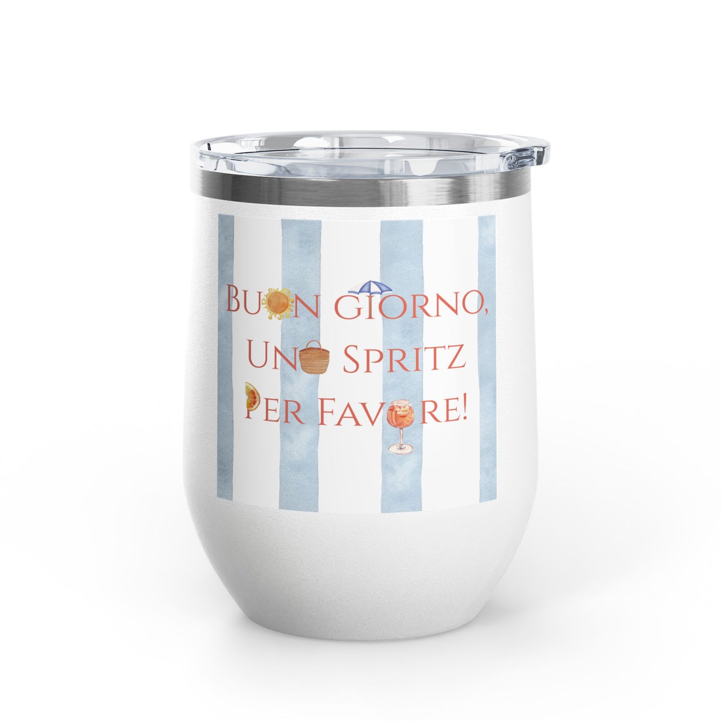 Italian Spritz Wine Tumbler, 12oz | Summer Drinkware, Italy Euro Summer Gift, Italian Beverage Cup