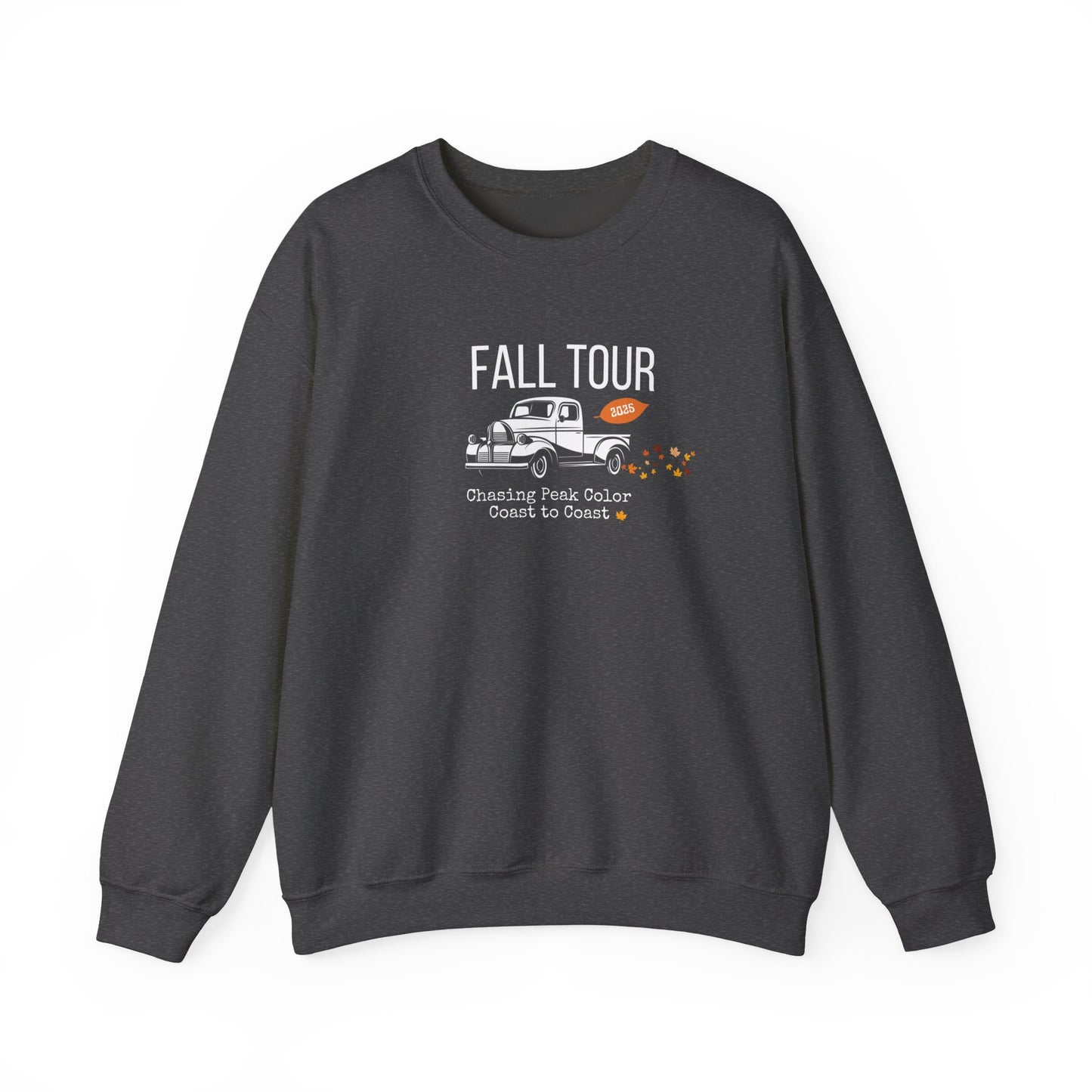 Chasing Fall Color Coast To Coast- Concert Style Graphic Crewneck Sweatshirt For Fall and Leaf Lovers