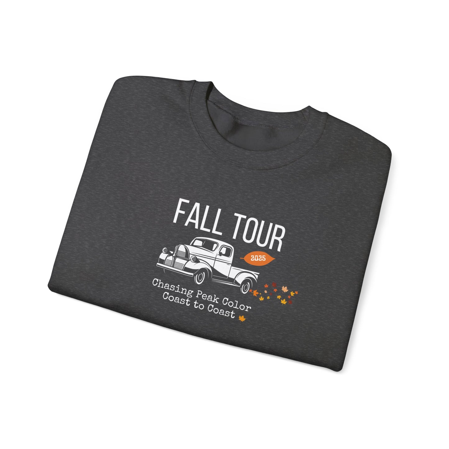 Chasing Fall Color Coast To Coast- Concert Style Graphic Crewneck Sweatshirt For Fall and Leaf Lovers