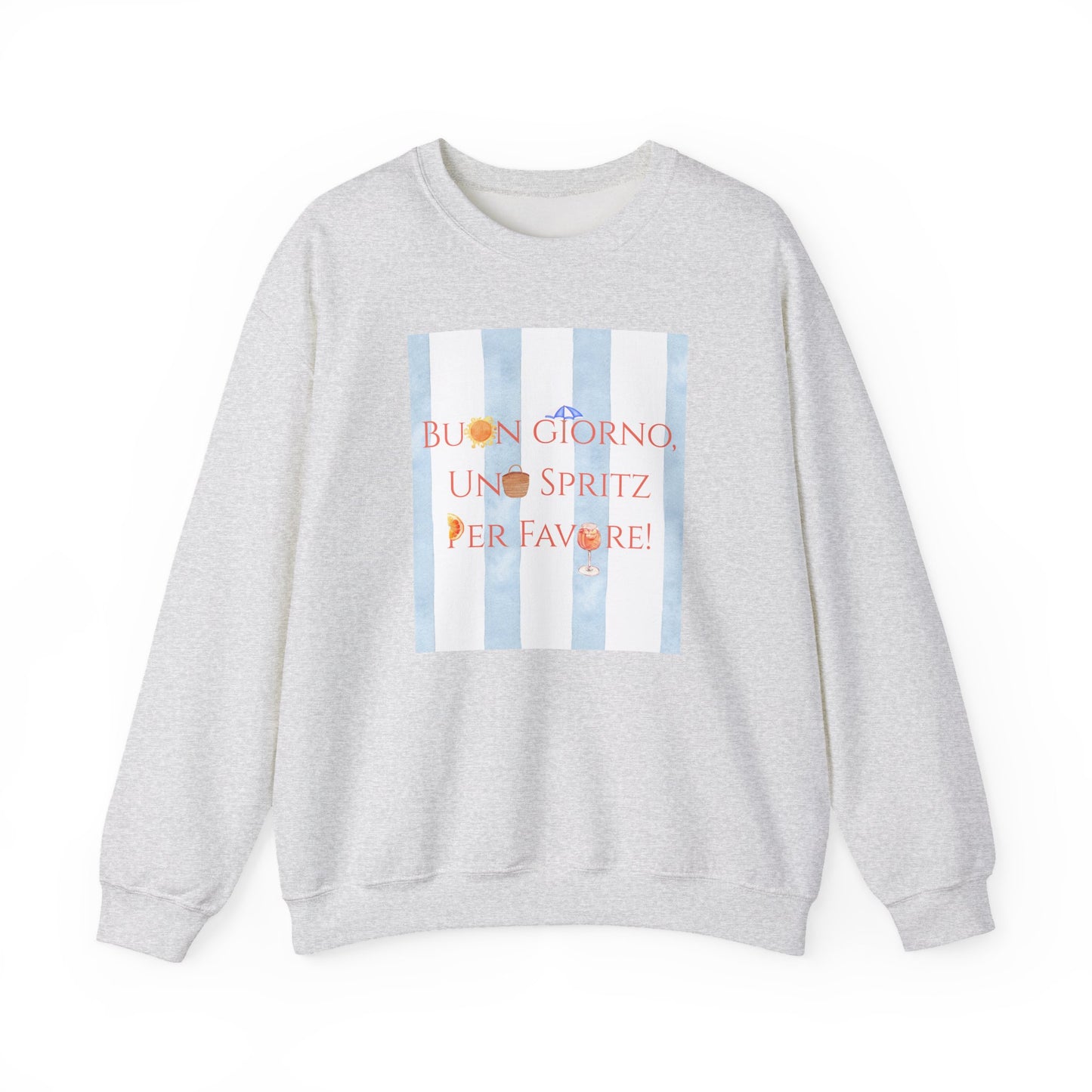 Italy-Inspired Spritz Summer Striped Graphic Crewneck Sweatshirt With Italian Vibes