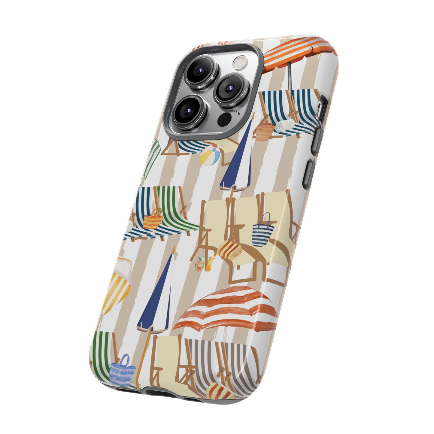 Italian Amalfi Summer Stripes Phone Case, Summer Vibes, Italian Beach Scene, Colorful Tough Case Phone Cover