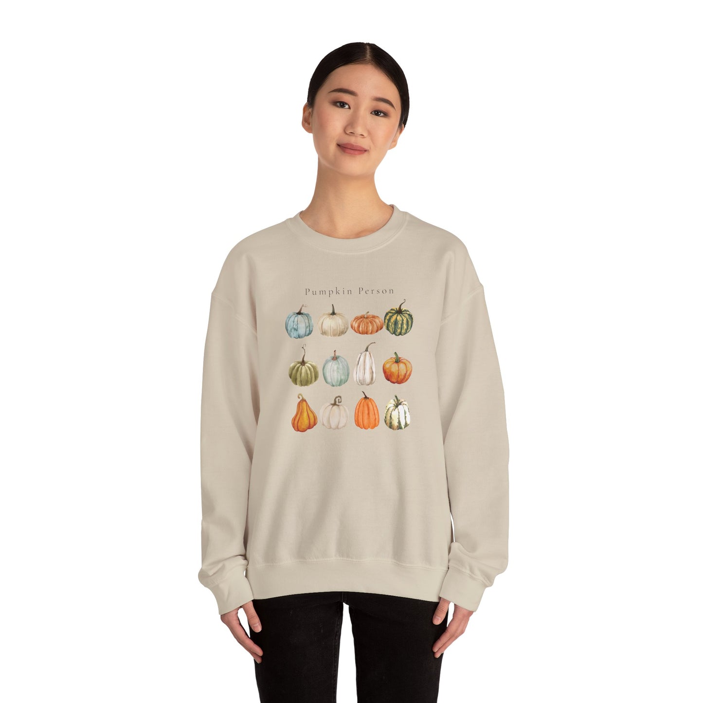Pumpkin Person-Fall & Autumn-Inspired Pumpkin-Vibes Theme Crew Neck Graphic Sweatshirt