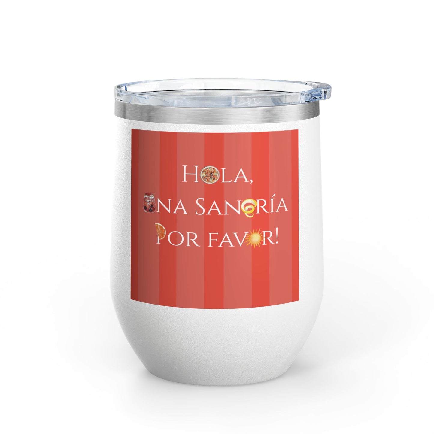 Spain Sangría Wine Tumbler, 12oz | Summer Drinkware, Spain Summer Gift, Spanish Beverage Cup