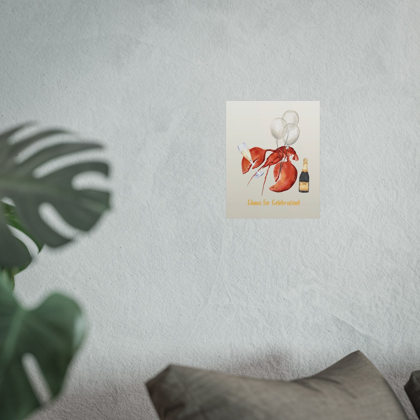 Claws for Celebration! Celebratory Whimsical Fine Art Poster, Wall Art, Unique Party Decor, Crab, Lobster Champagne