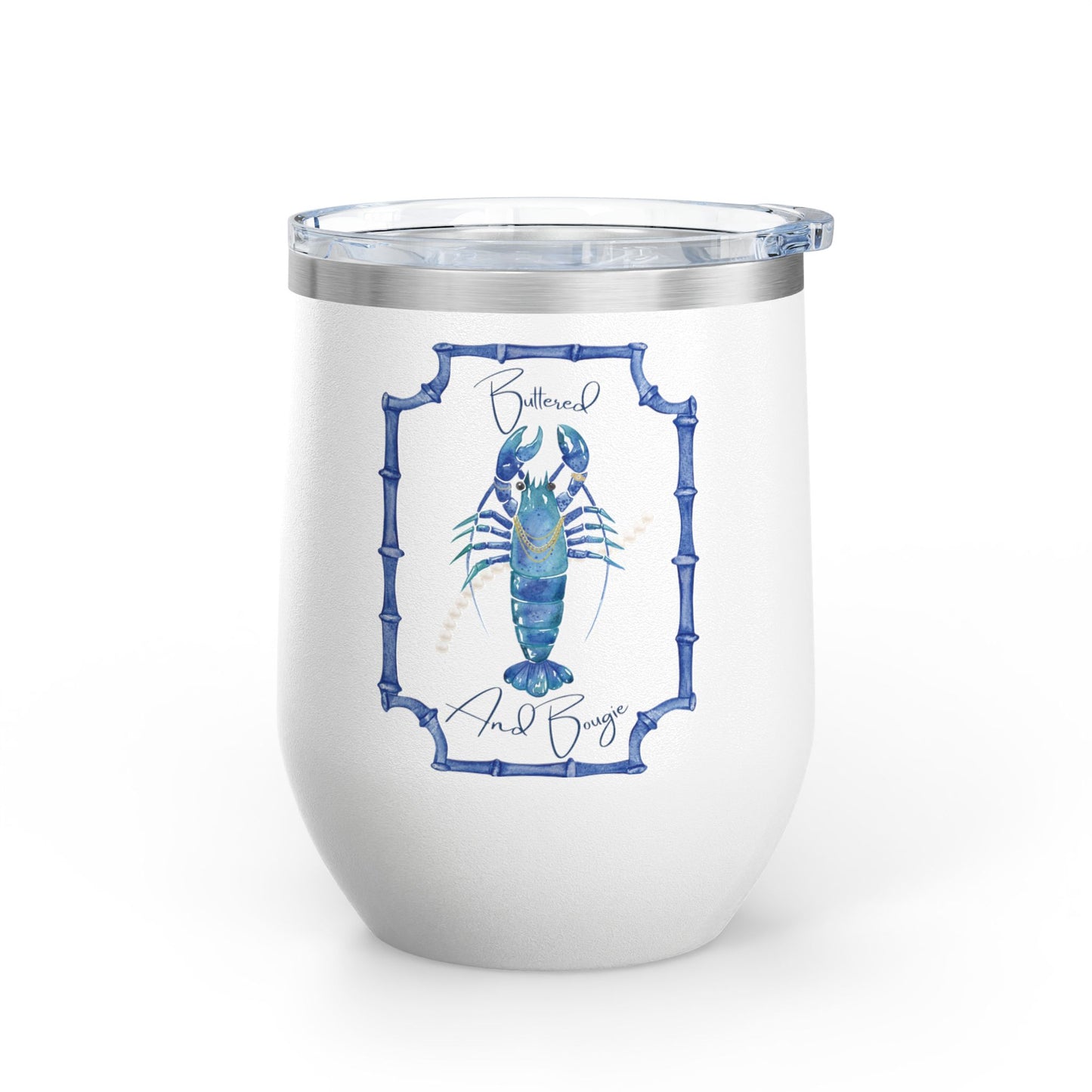 Bougie and Buttered Wine Tumbler, 12oz | Coastal Drinkware, Nautical Gift, Summer Beverage Cup, Lobster Lover