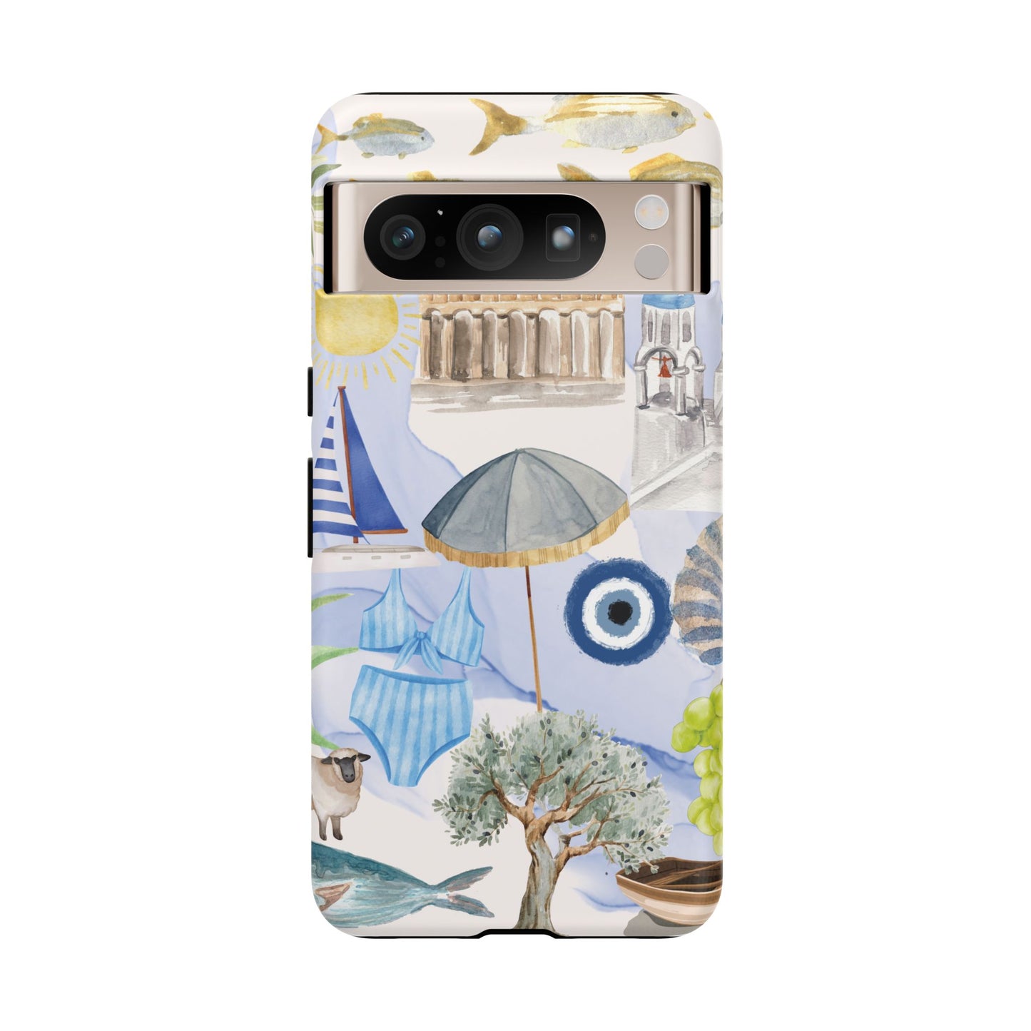Greek Island Summer Beach Phone Case, Summer Vibes, Greece Scene, Colorful Tough Case Phone Cover