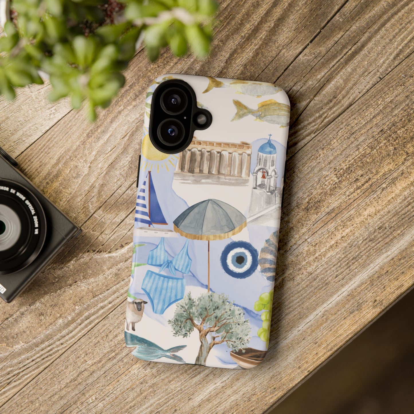Greek Island Summer Beach Phone Case, Summer Vibes, Greece Scene, Colorful Tough Case Phone Cover