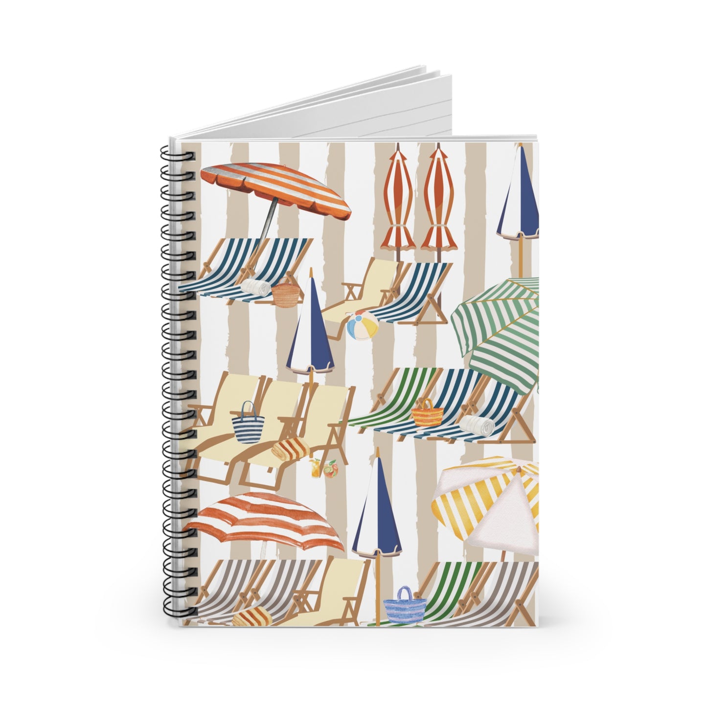 Stripes on Stripes- Amalfi Beach Inspired Journal and Spiral Notebook - Italian Summer Notebook