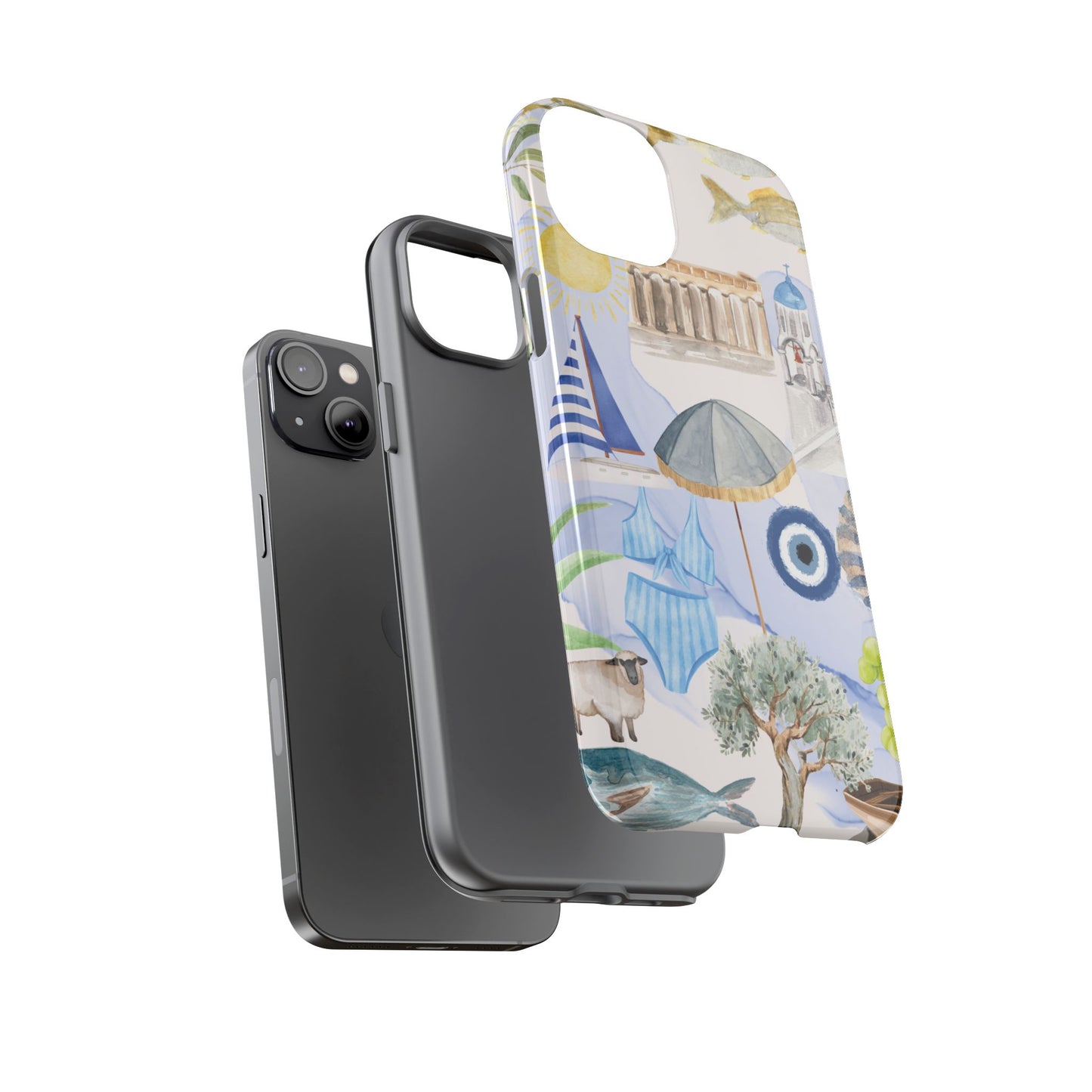Greek Island Summer Beach Phone Case, Summer Vibes, Greece Scene, Colorful Tough Case Phone Cover
