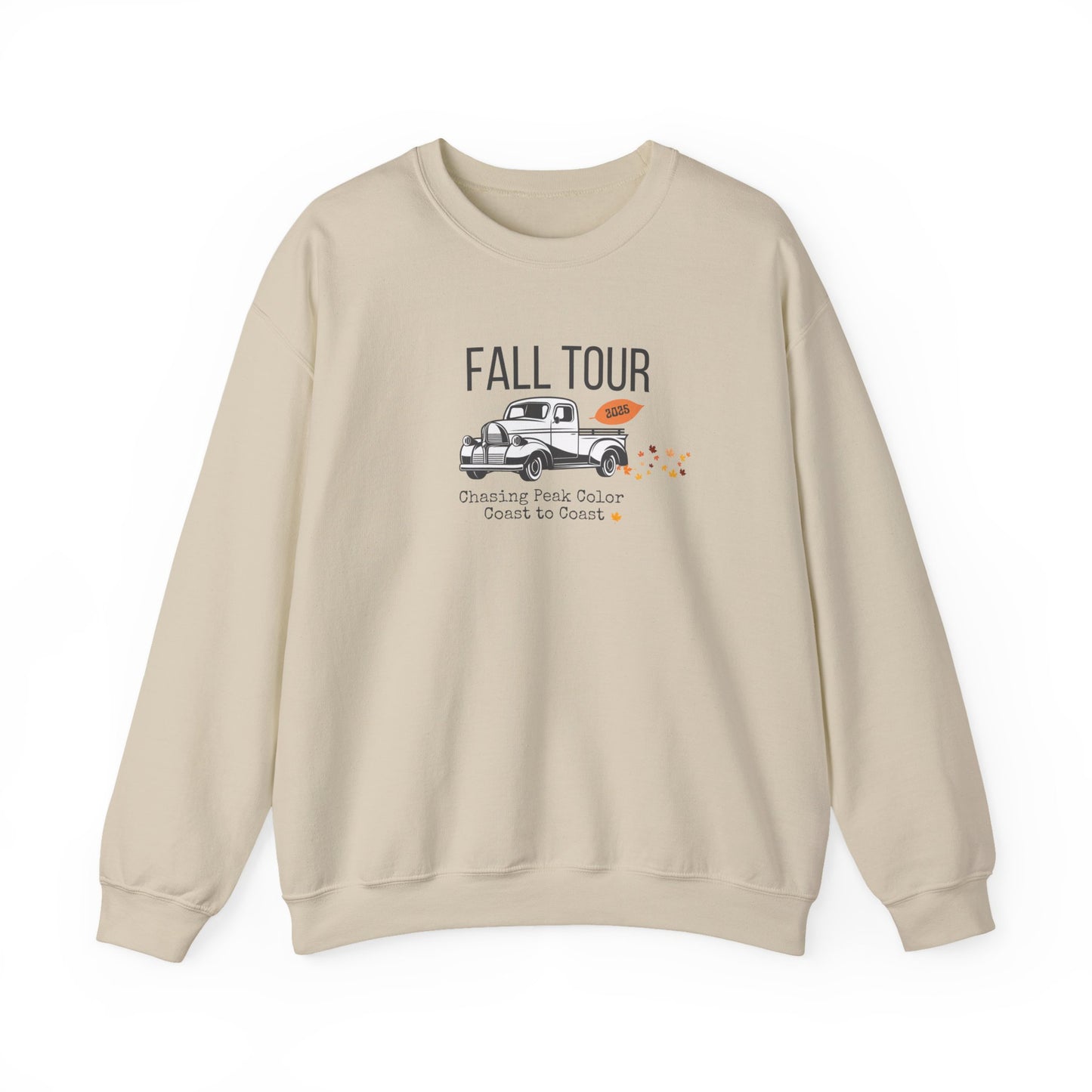 Chasing Fall Color Coast To Coast- Concert Style Graphic Crewneck Sweatshirt For Fall and Leaf Lovers