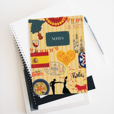 Spain Inspired Hard Back Travel Journal - Blank Writing Notebook, Traveler's Sketchbook, Travel Notes with Spain Design