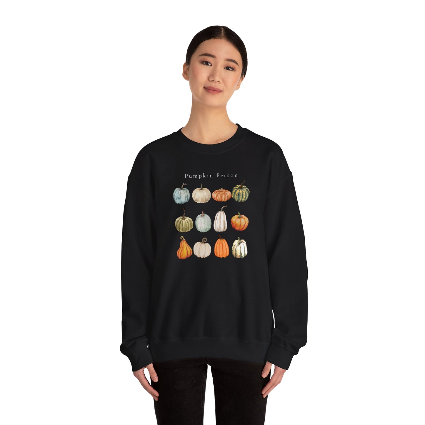 Pumpkin Person-Fall & Autumn-Inspired Pumpkin-Vibes Theme Crew Neck Graphic Sweatshirt