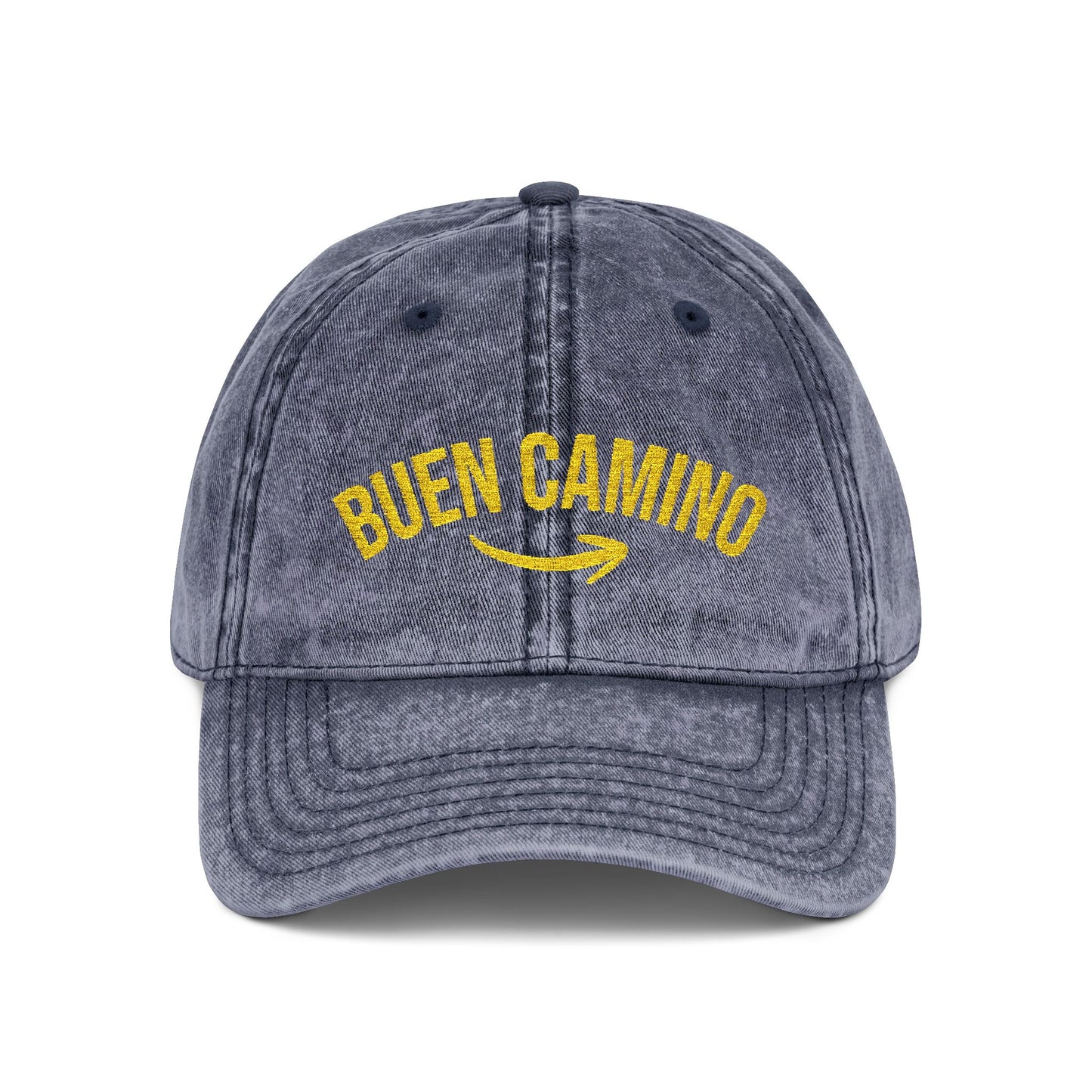 Buen Camino Embroidery Vintage Cap With Arrow Shell Design